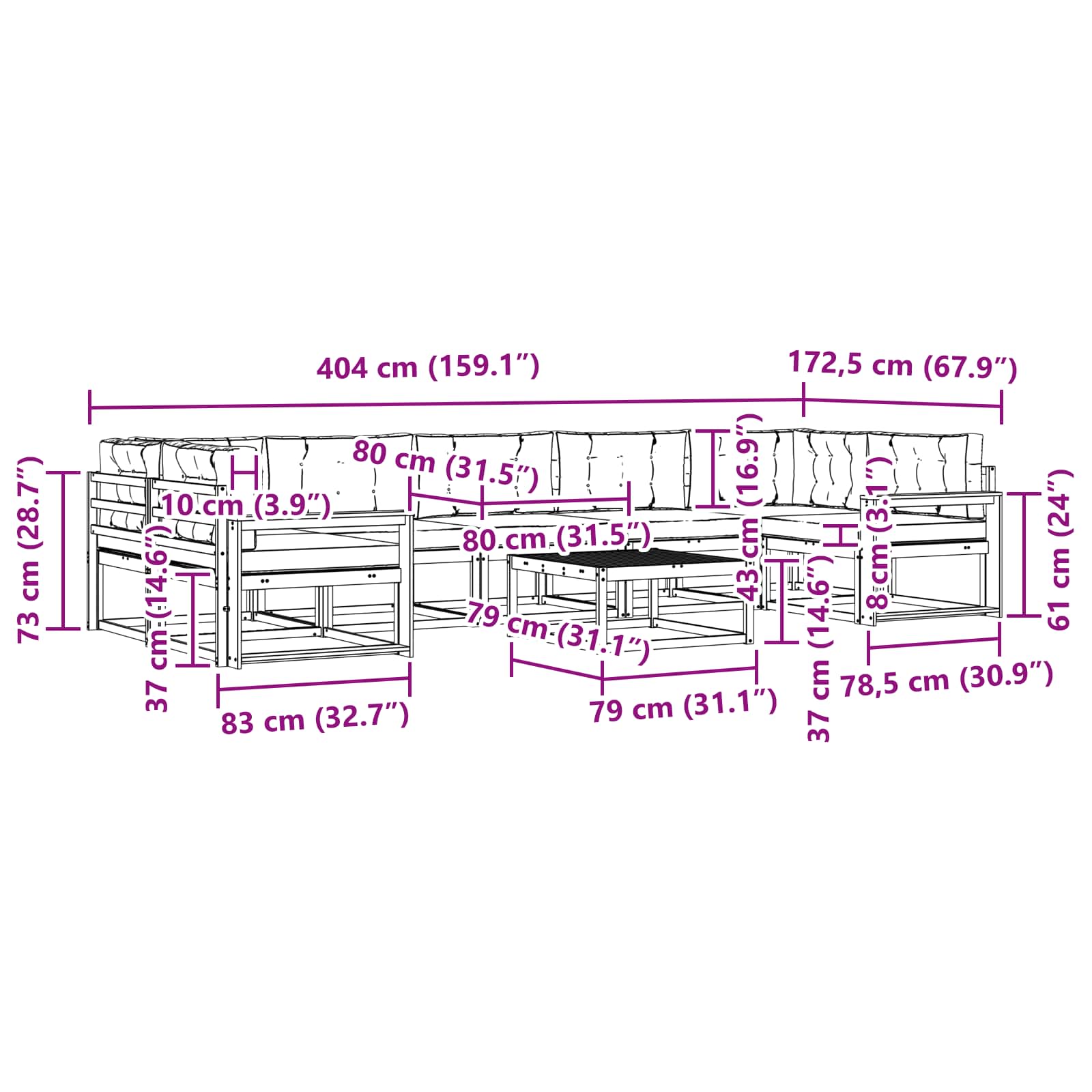 Set vanjskih sofa s jastukom 6 pcs Bijela i antracit
