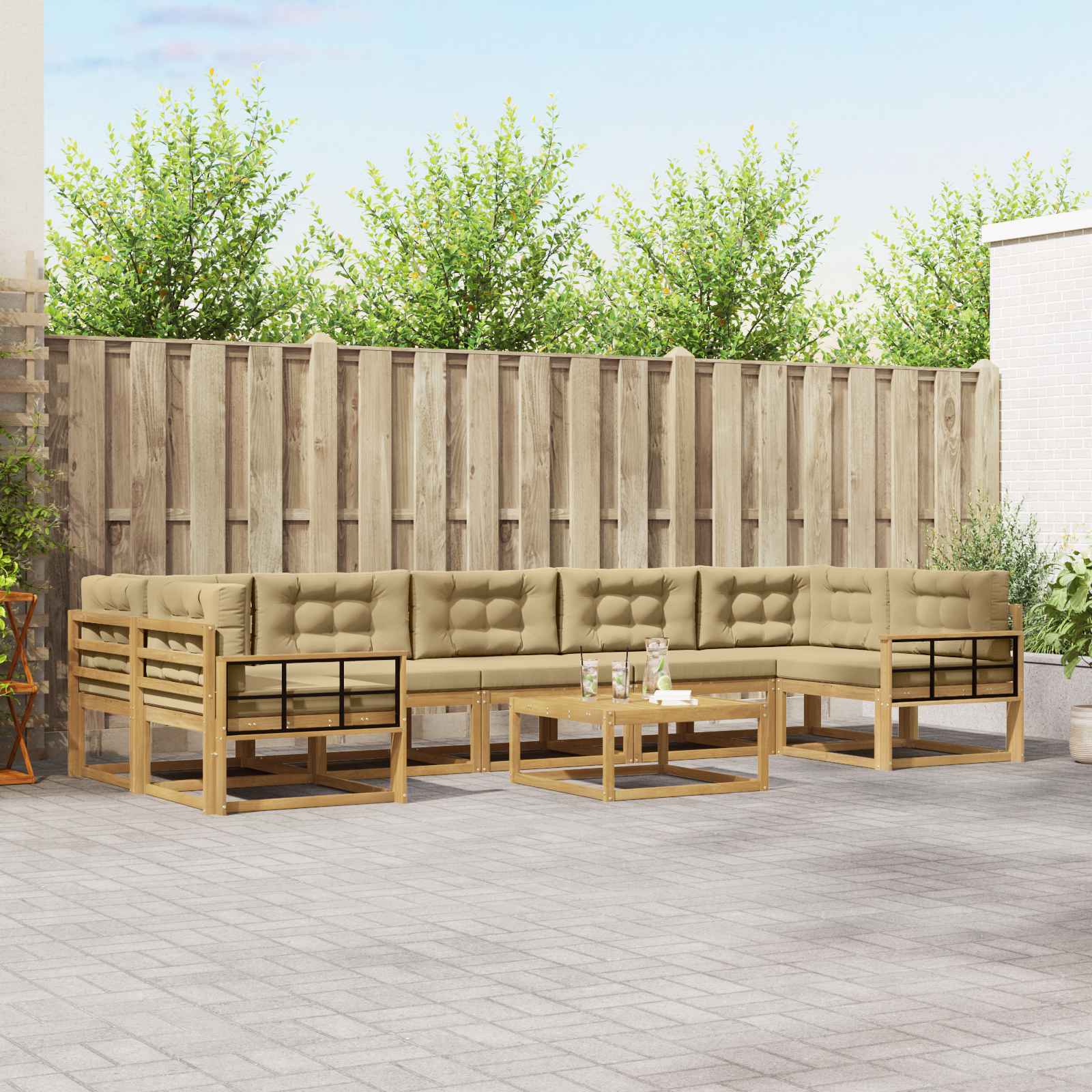 Set vanjskih sofa s jastukom 6 pcs Bijela i bež