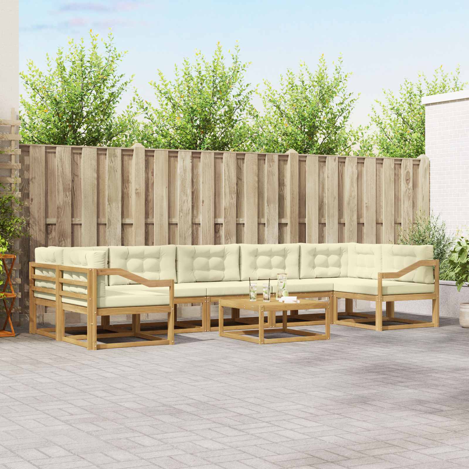 Set vanjskih sofa s jastukom 6 pcs Bijela i krem