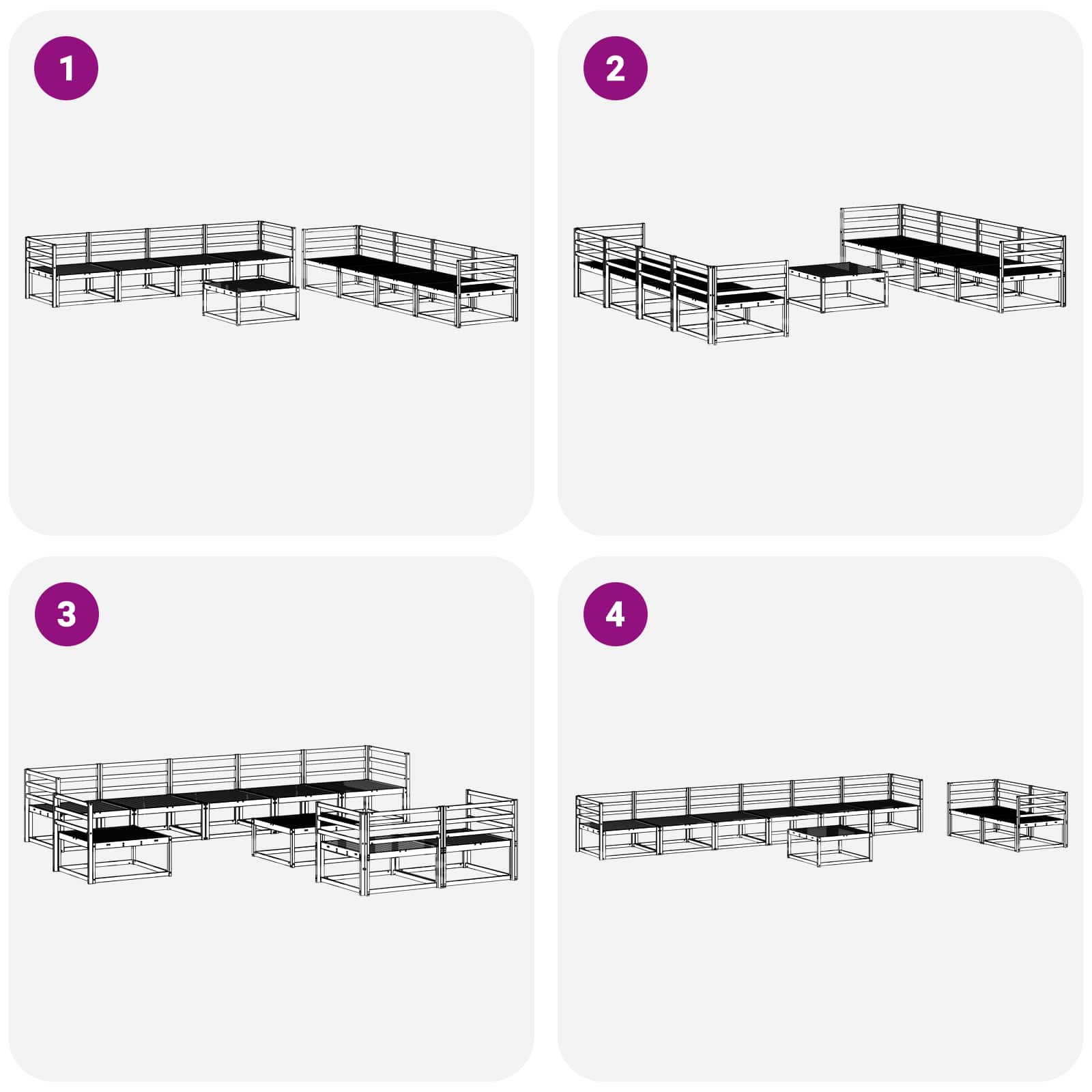 Set vanjskih sofa 9 pcs Bijela 79 x 79 x 37 cm