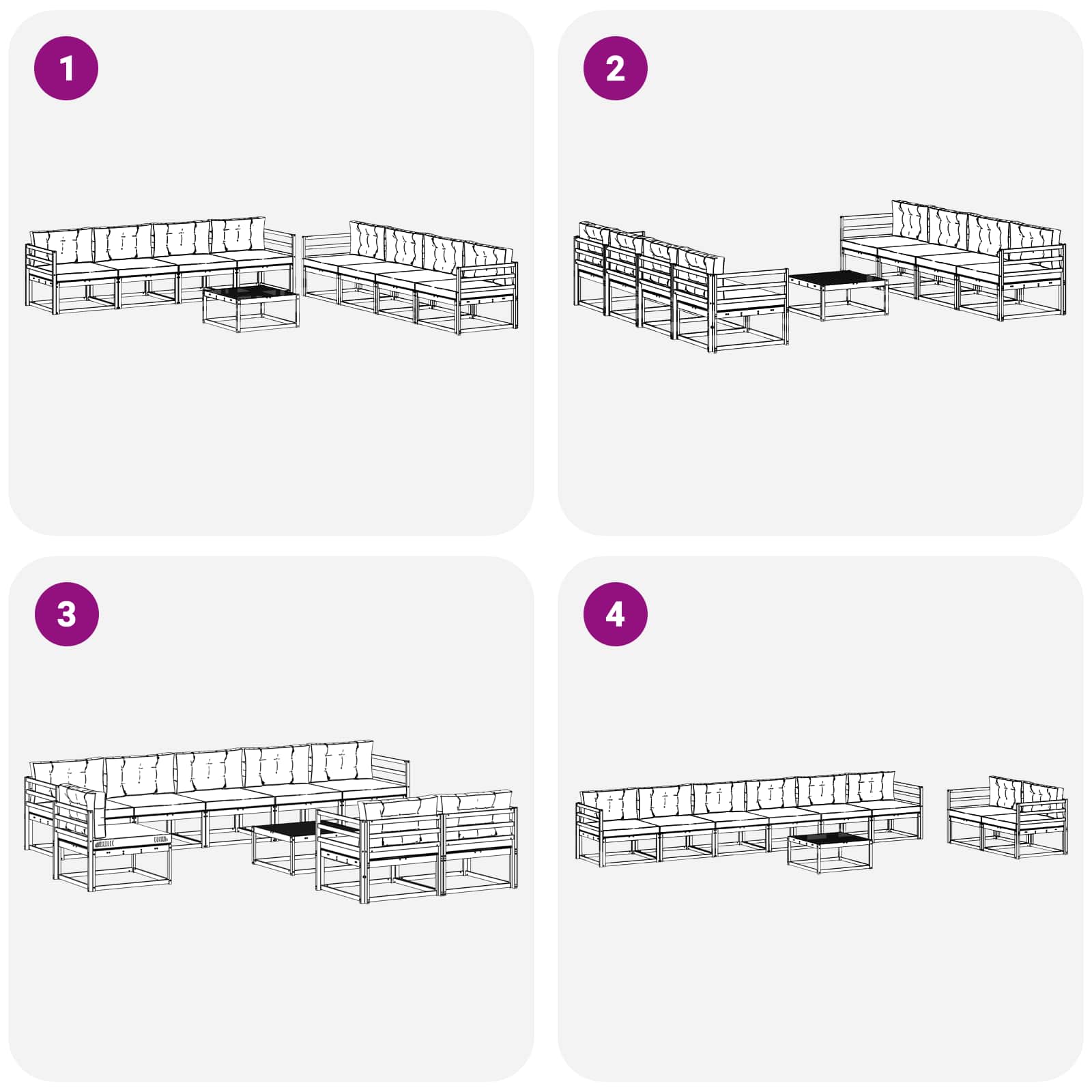 Set vanjskih sofa 9 pcs Bijela i bež 79 x 79 x 37 cm Poliester