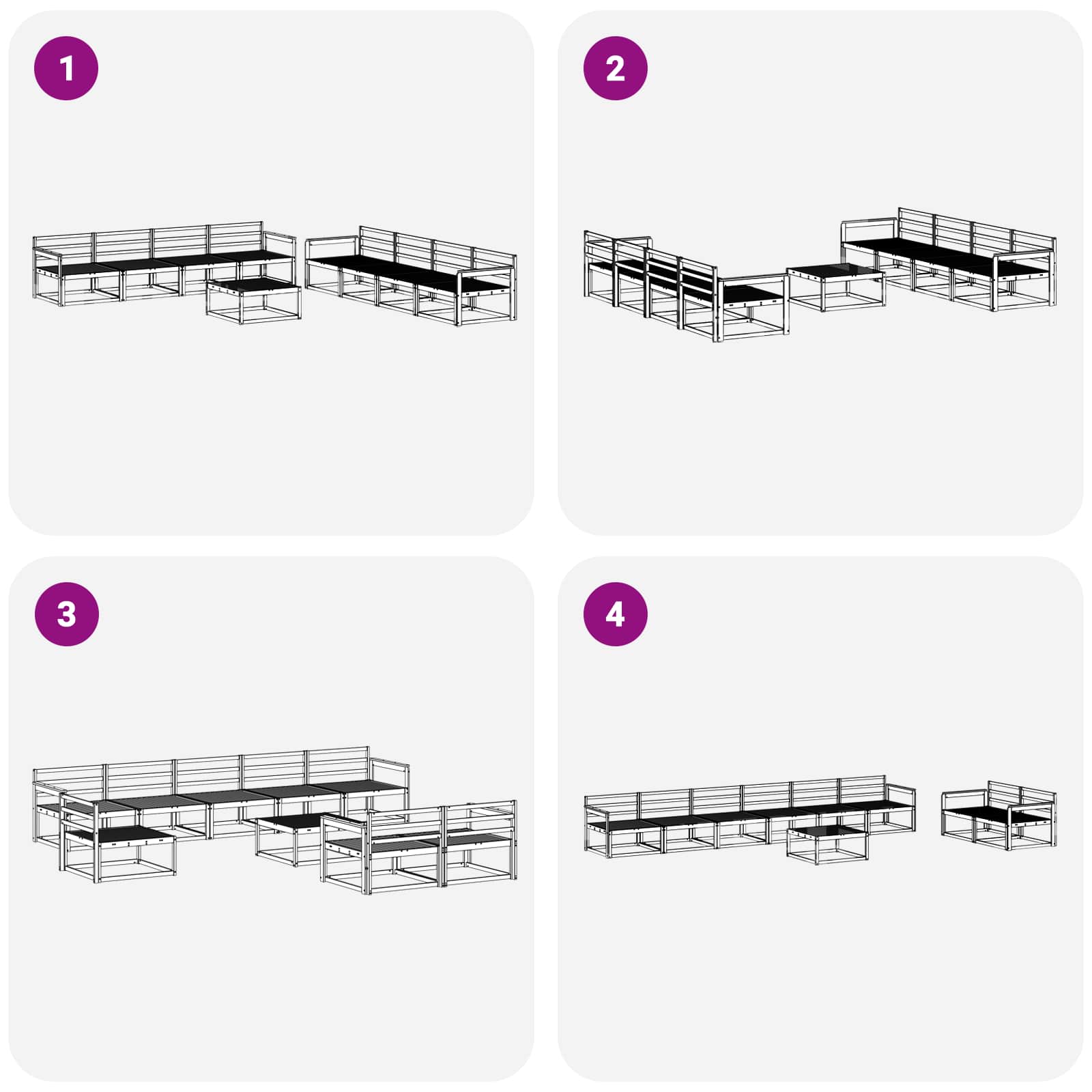 Set vanjskih sofa 9 pcs Bijela 79 x 79 x 37 cm