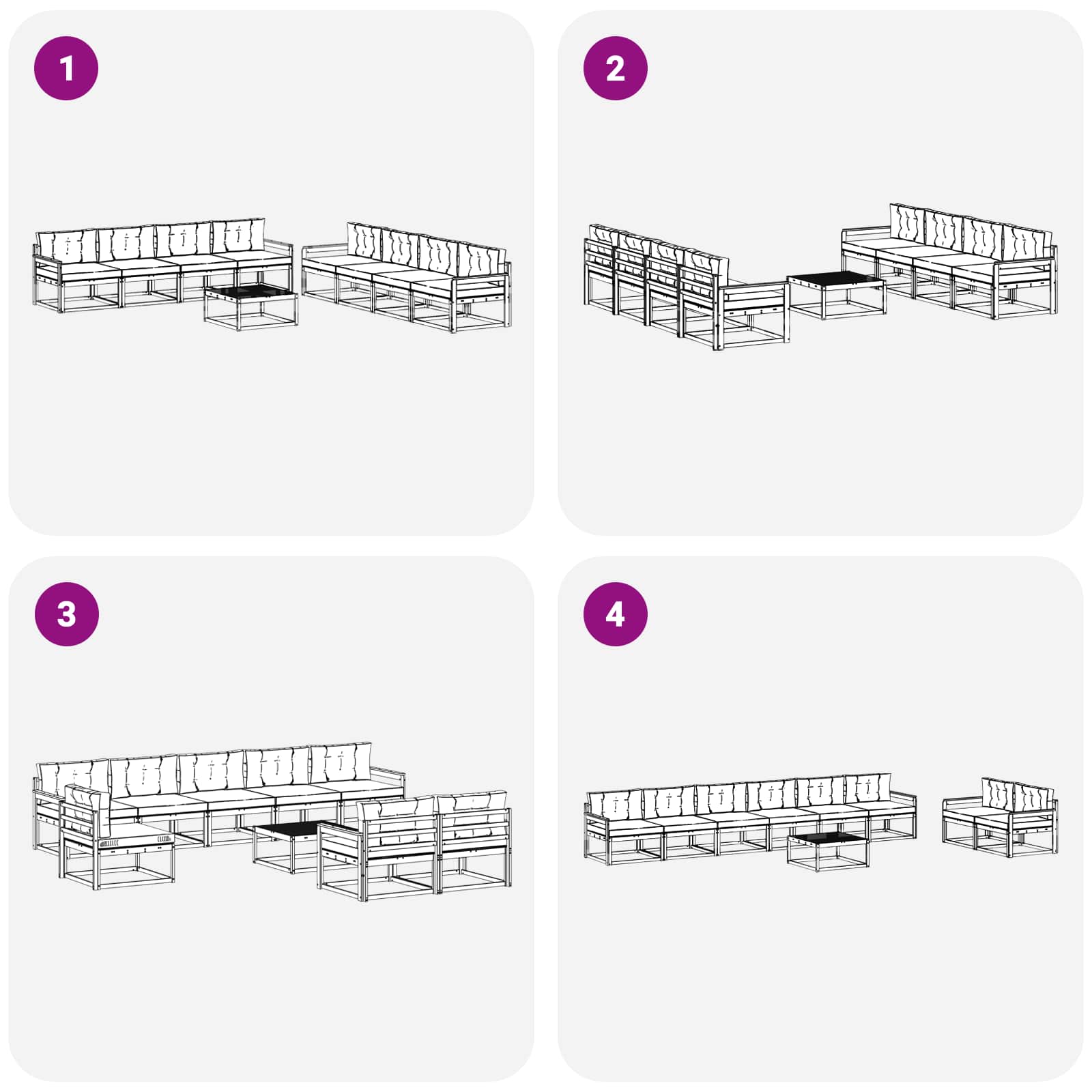 Set vanjskih sofa 9 pcs Bijela i bež 79 x 79 x 37 cm Poliester