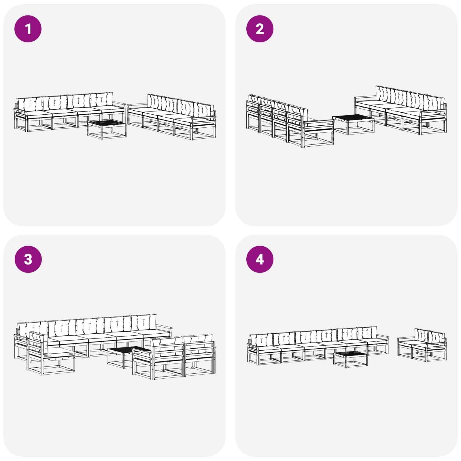 Set vanjskih sofa 9 pcs Bijela i antracit 79 x 79 x 37 cm