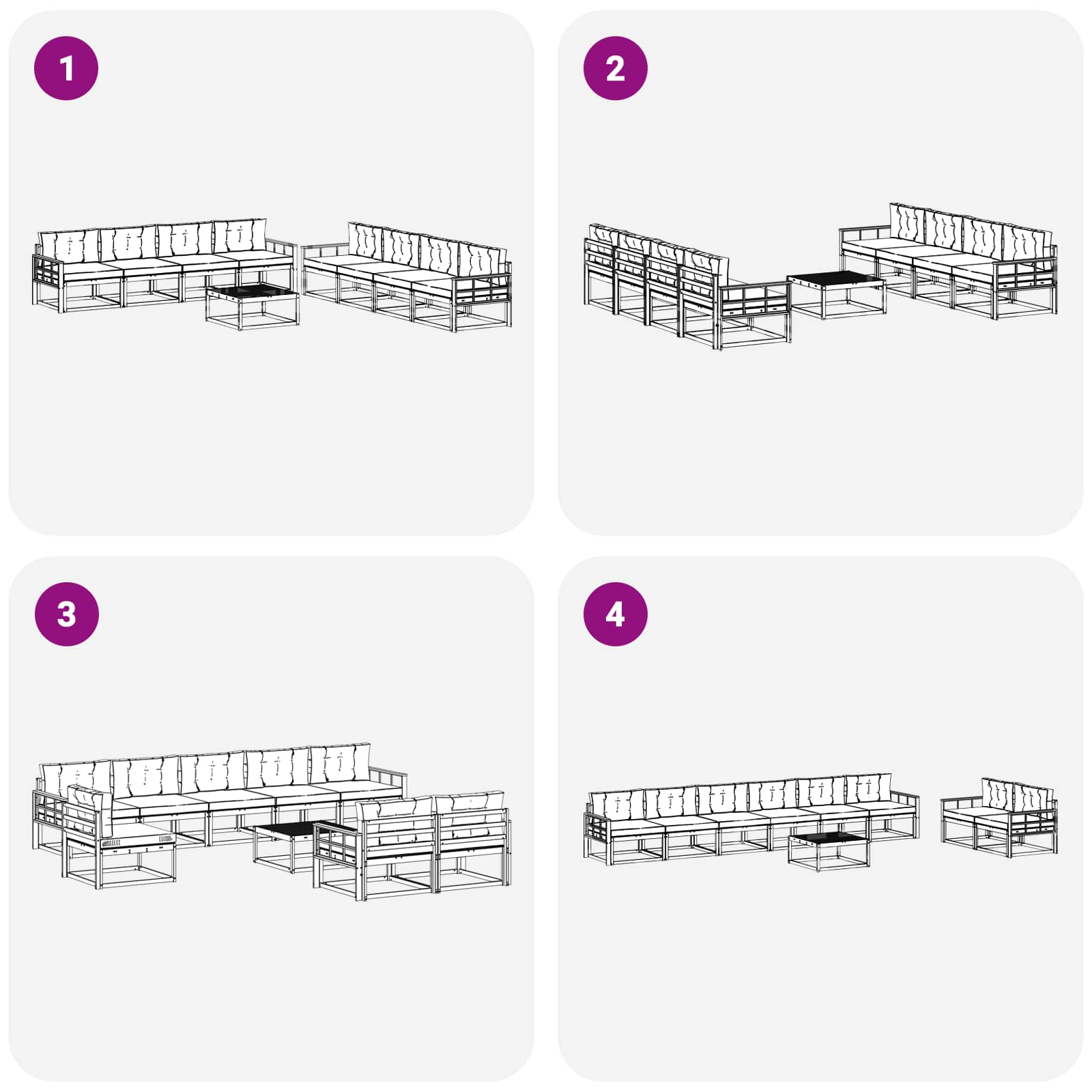 Set vanjskih sofa 9 pcs Bijela i bež 79 x 79 x 37 cm Poliester