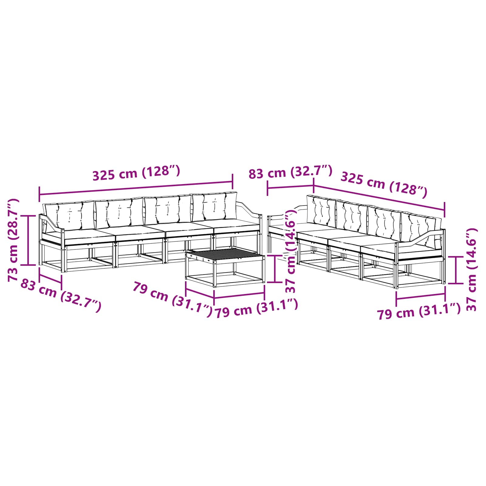 Set vanjskih sofa 9 pcs Bijela i krem 79 x 79 x 37 cm Poliester