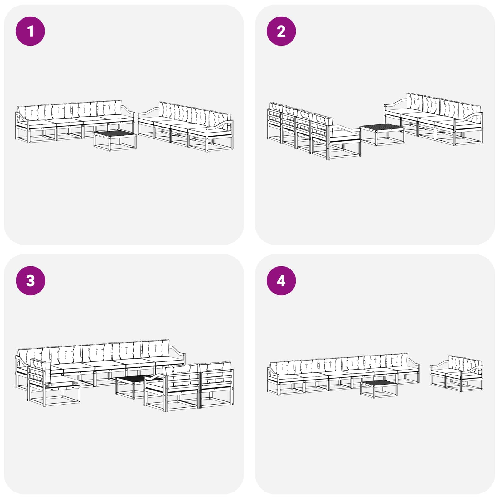 Set vanjskih sofa 9 pcs Bijela i antracit 79 x 79 x 37 cm