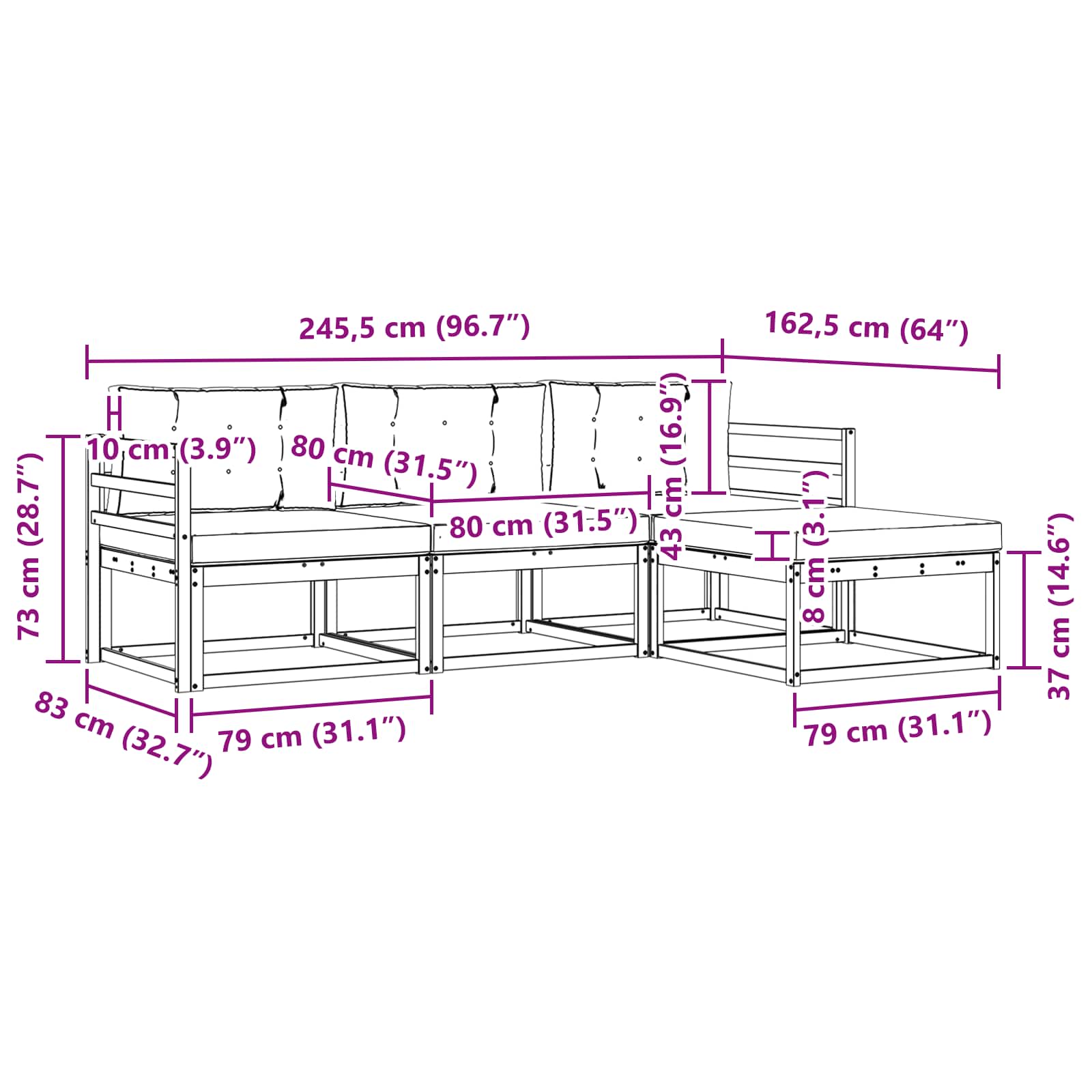 Set vanjskih sofa s jastukom 4 pcs Bijela i krem Poliester