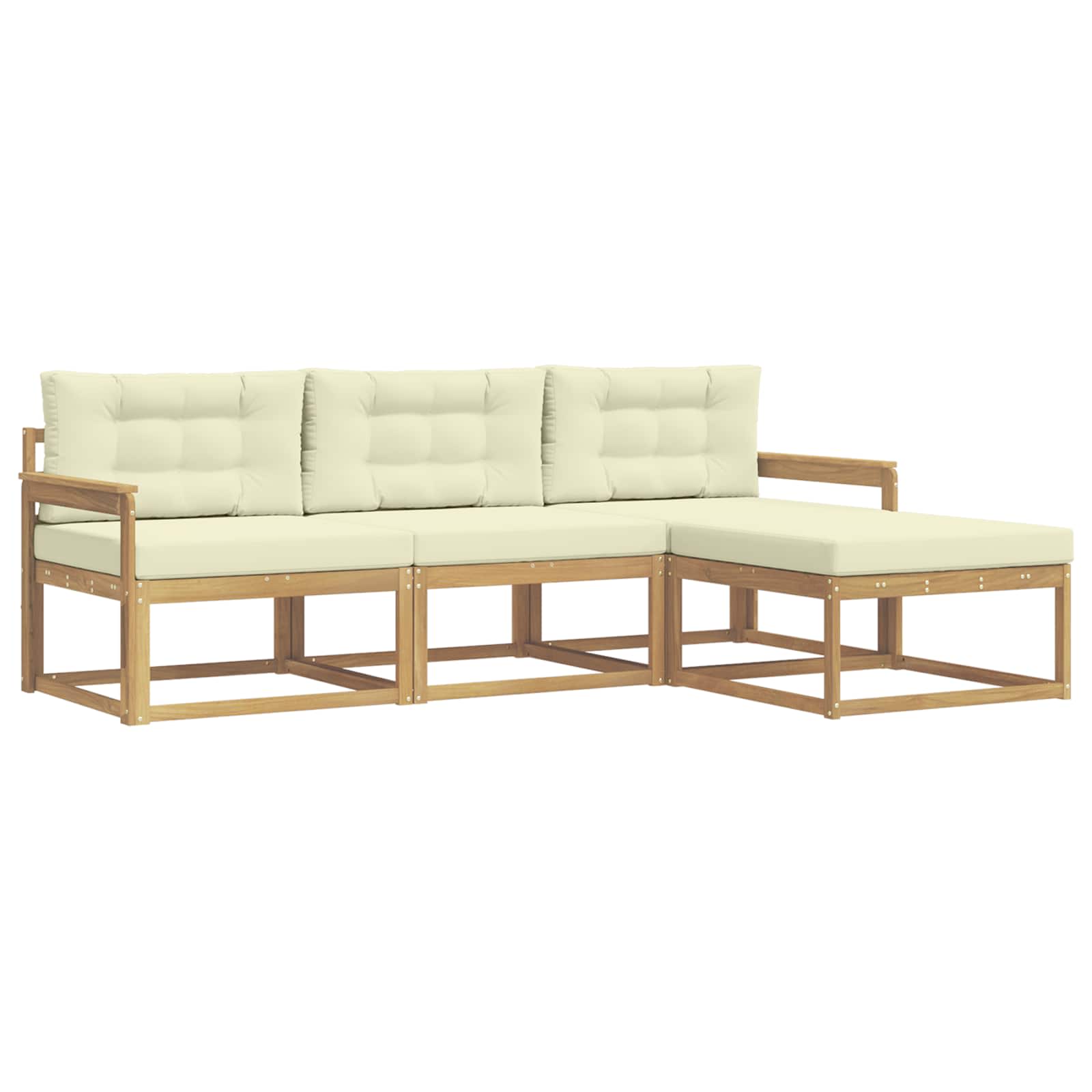 Set vanjskih sofa s jastukom 4 pcs Bijela i krem Poliester