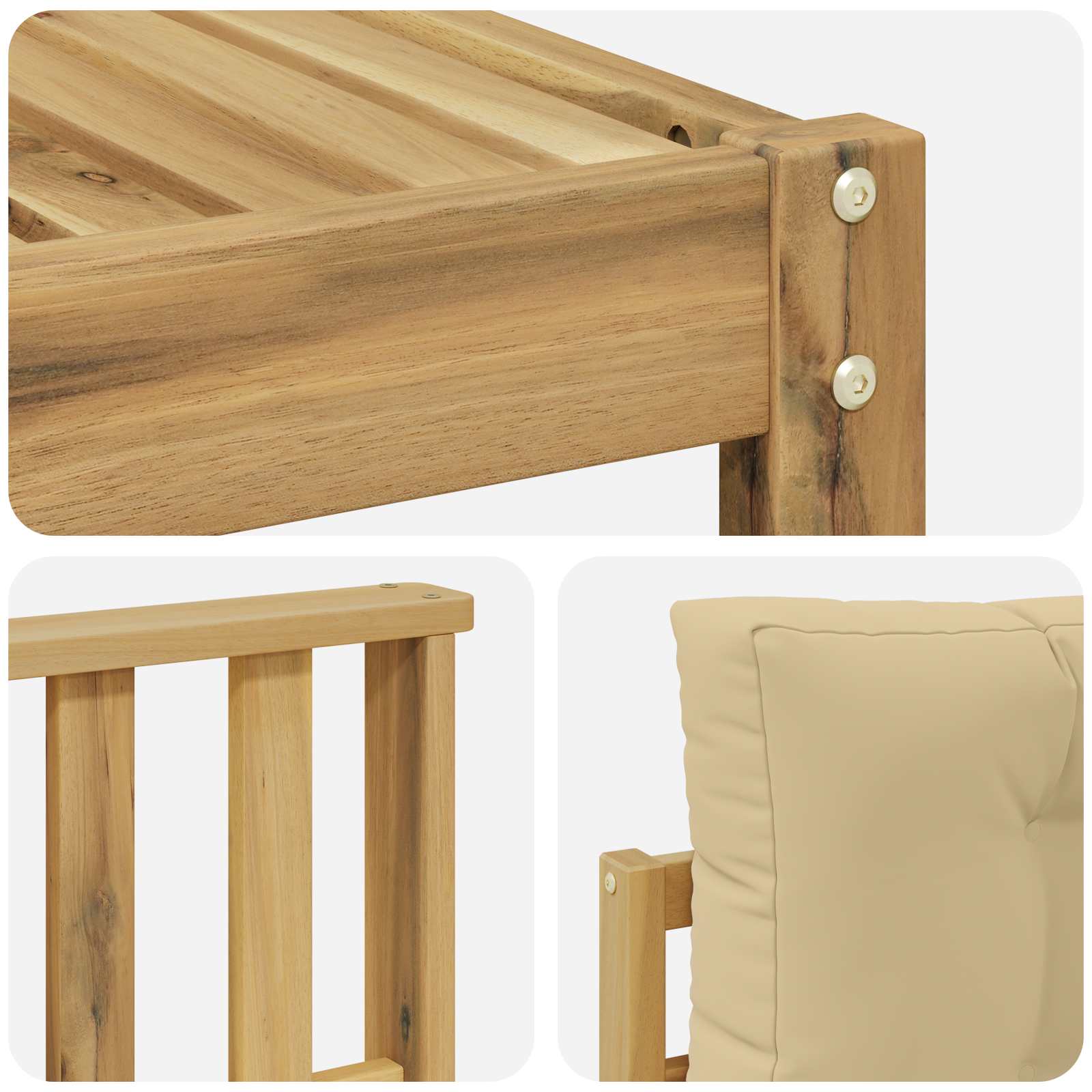 Set vanjskih sofa s jastukom 4 pcs Bijela i bež Poliester