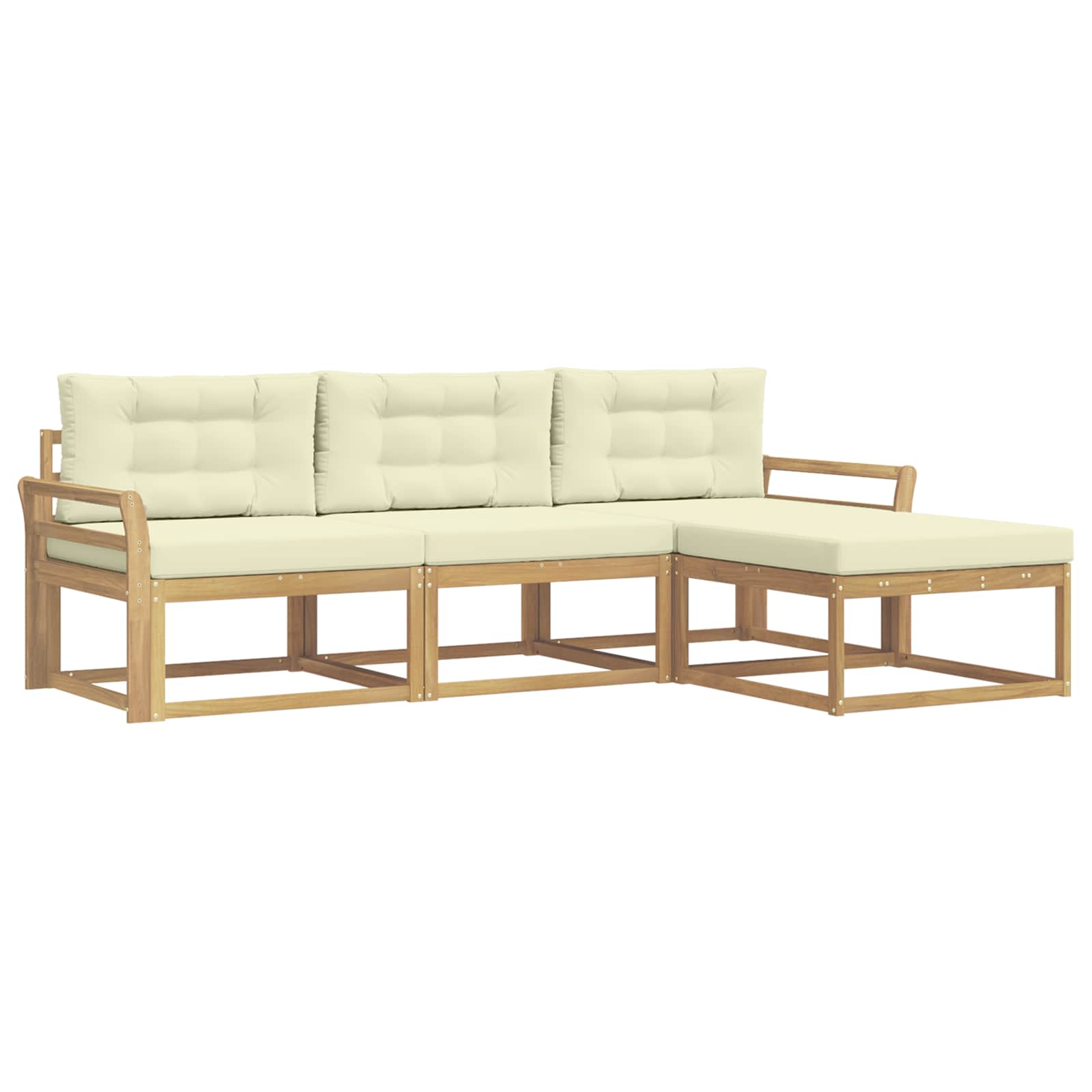 Set vanjskih sofa s jastukom 4 pcs Bijela i krem Poliester