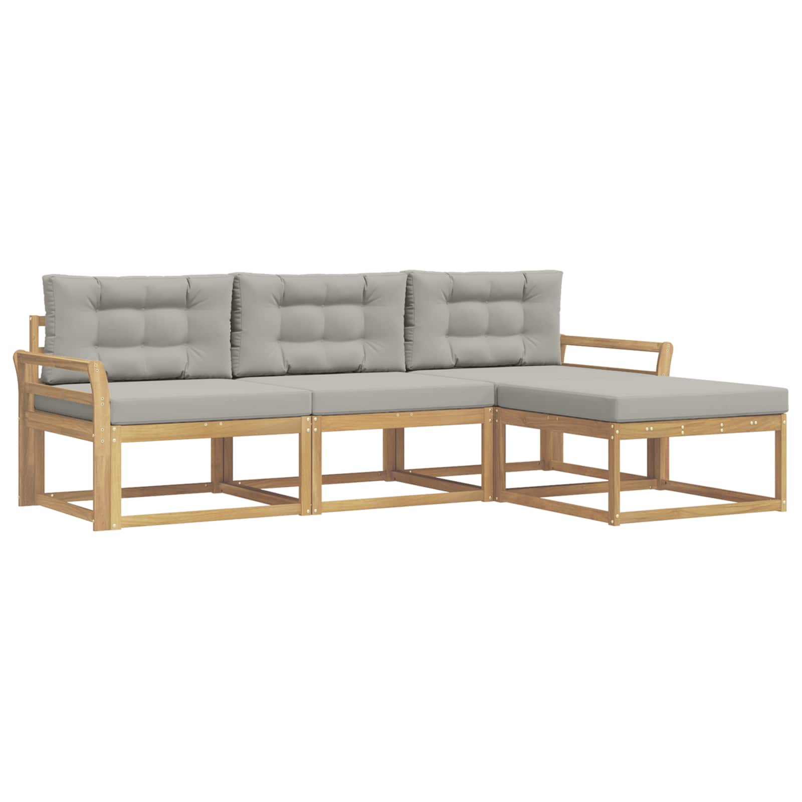 Set vanjskih sofa 4 pcs Bijela i svjetlosiva Poliester