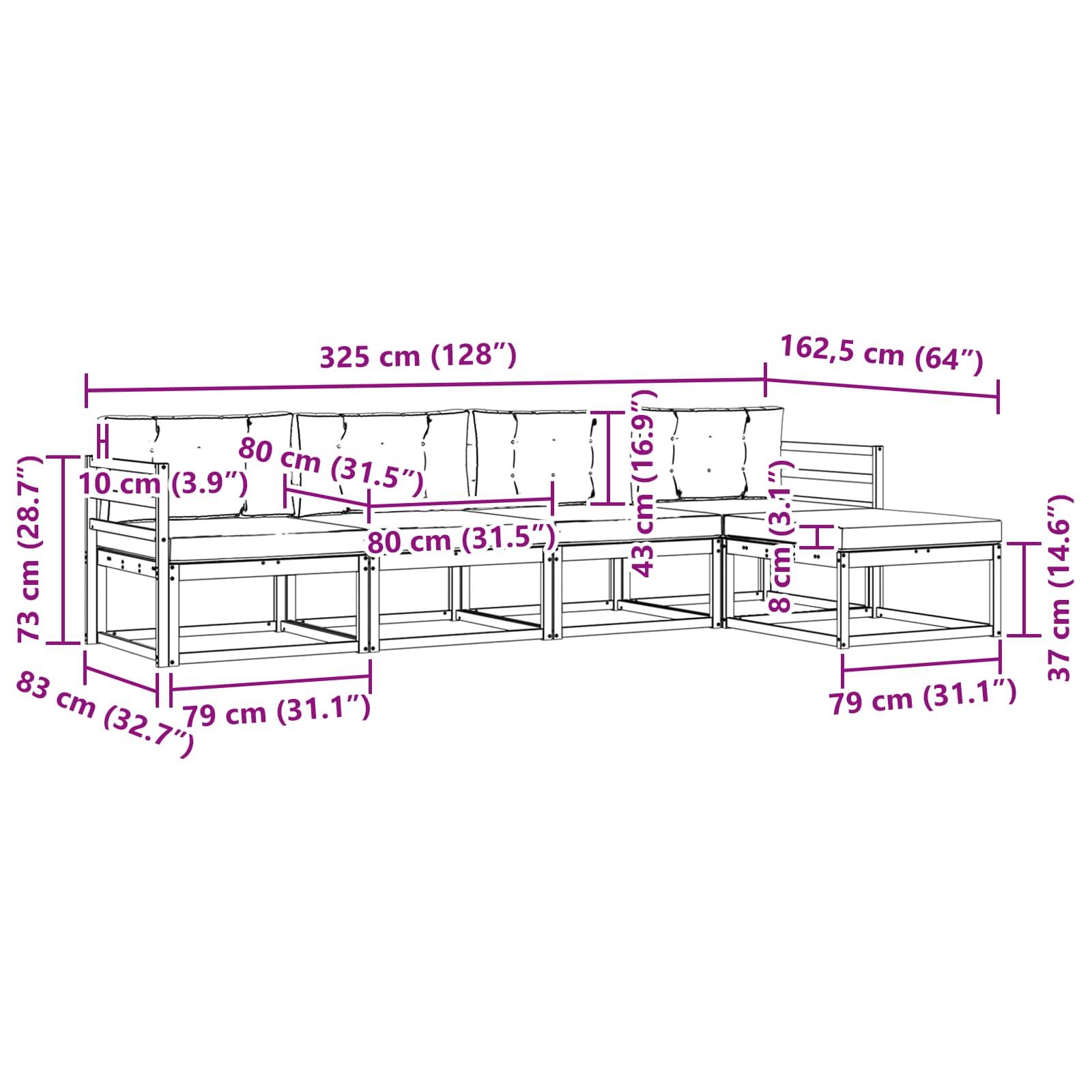Set vanjskih sofa s jastukom 4 pcs Bijela i bež Poliester