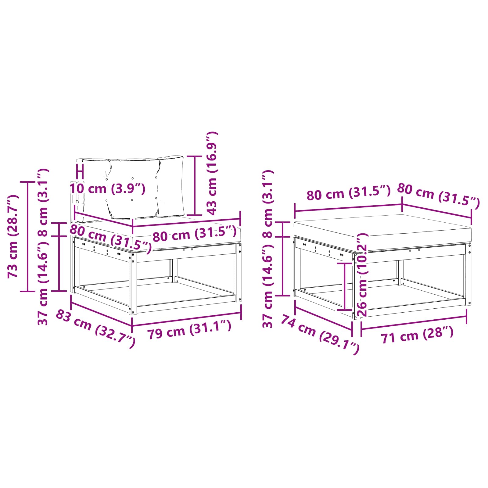 Set vanjskih sofa s jastukom 4 pcs Bijela i krem Poliester
