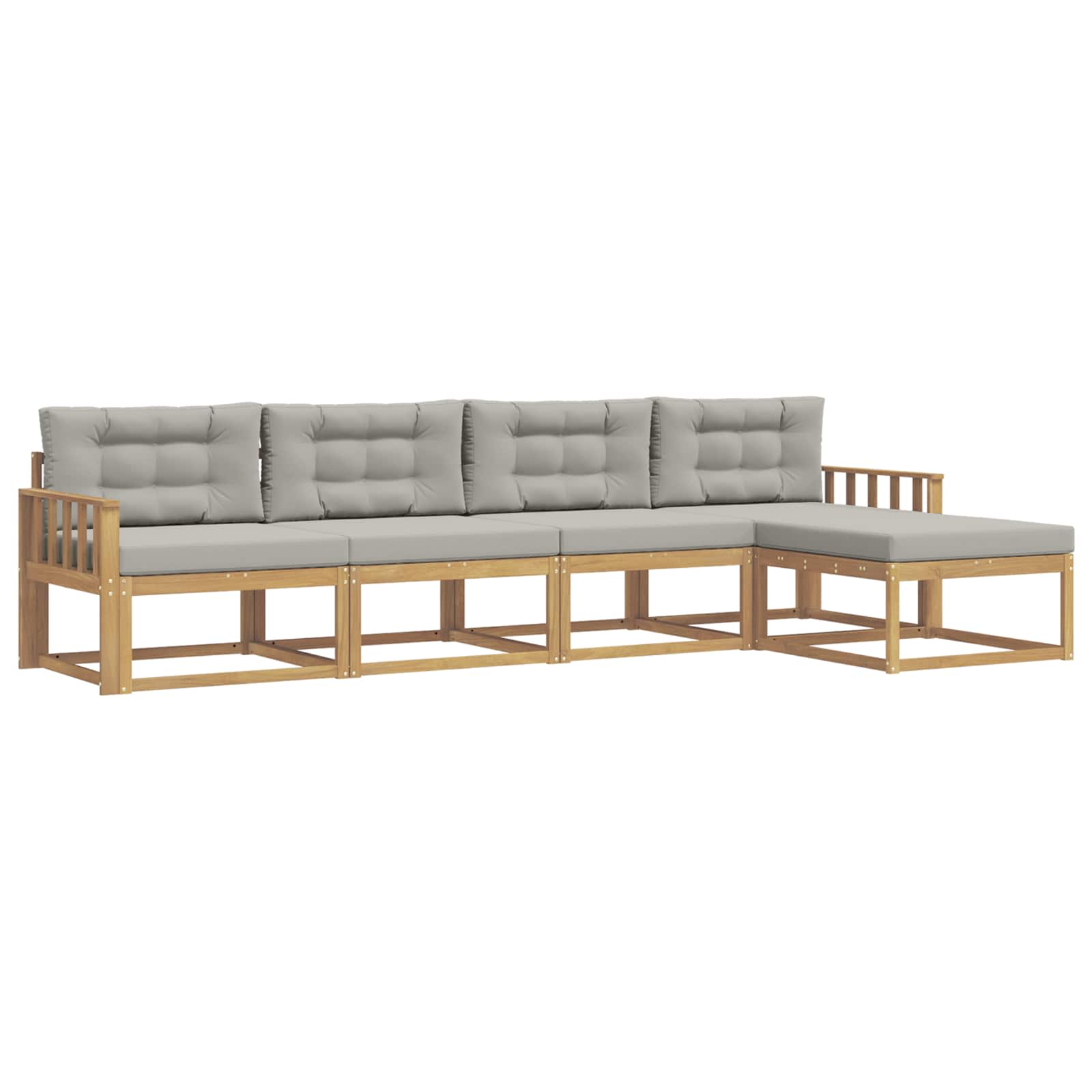 Set vanjskih sofa 4 pcs Bijela i svjetlosiva Poliester