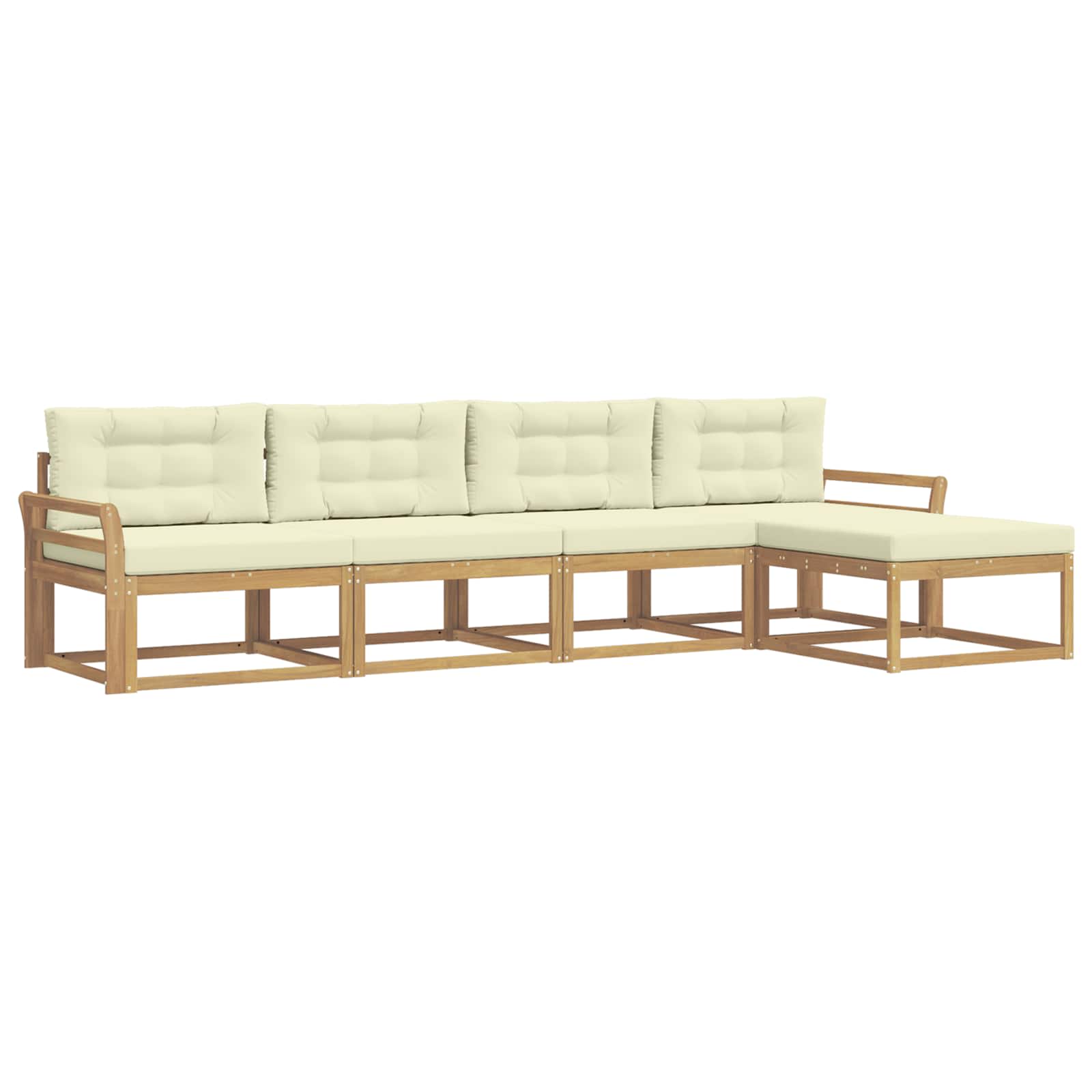 Set vanjskih sofa s jastukom 4 pcs Bijela i krem Poliester