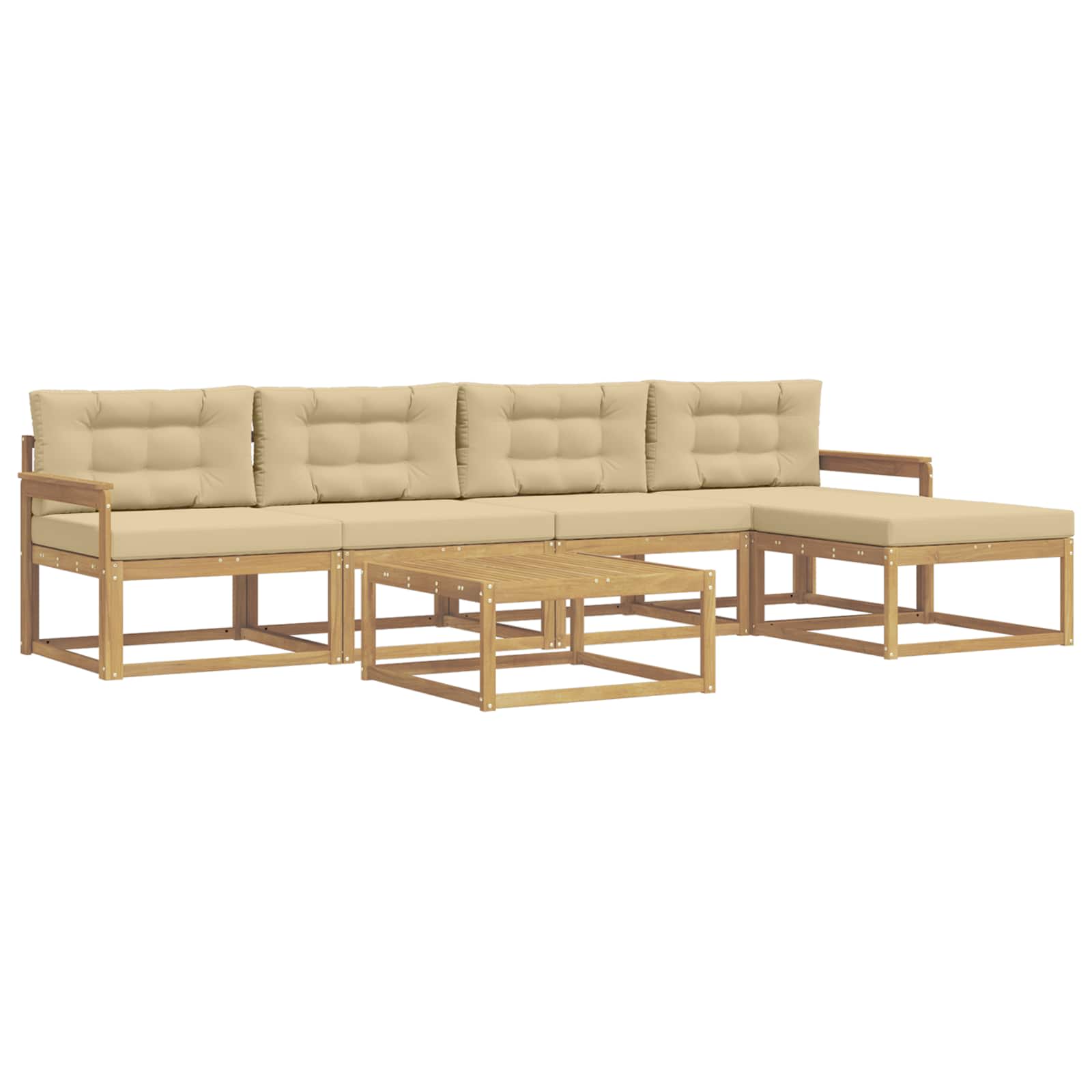 Set vanjskih sofa 6 pcs Bijela i bež 79 x 79 x 37 cm Poliester