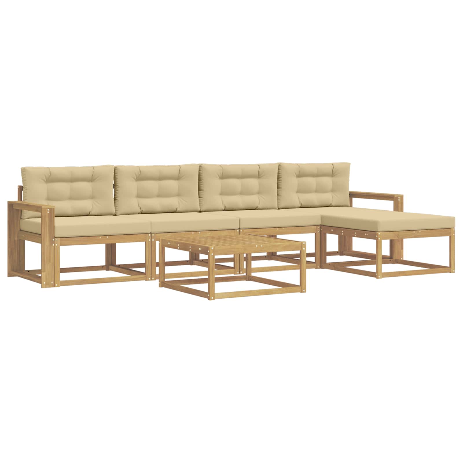 Set vanjskih sofa 6 pcs Bijela i bež 79 x 79 x 37 cm Poliester