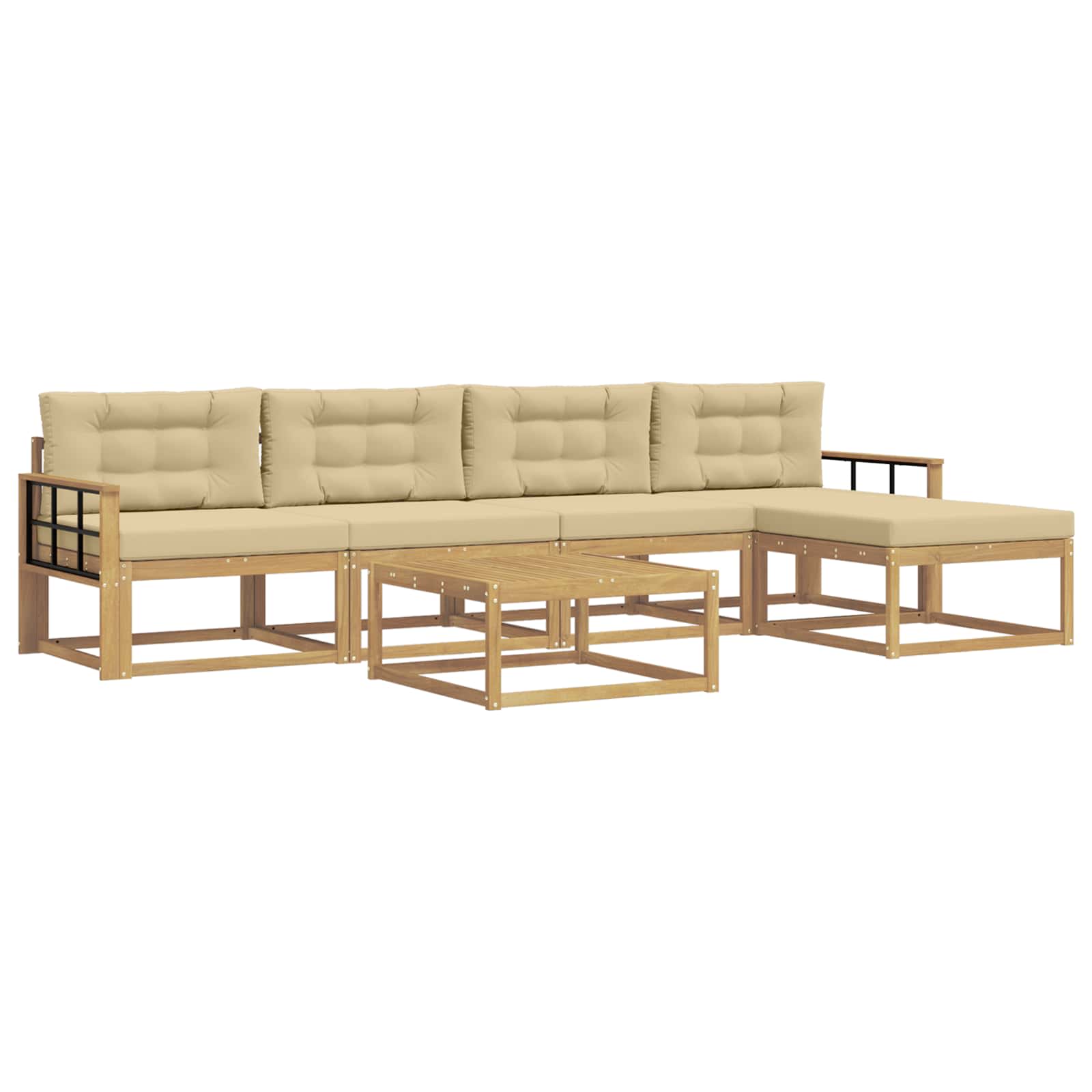 Set vanjskih sofa 6 pcs Bijela i bež 79 x 79 x 37 cm Poliester