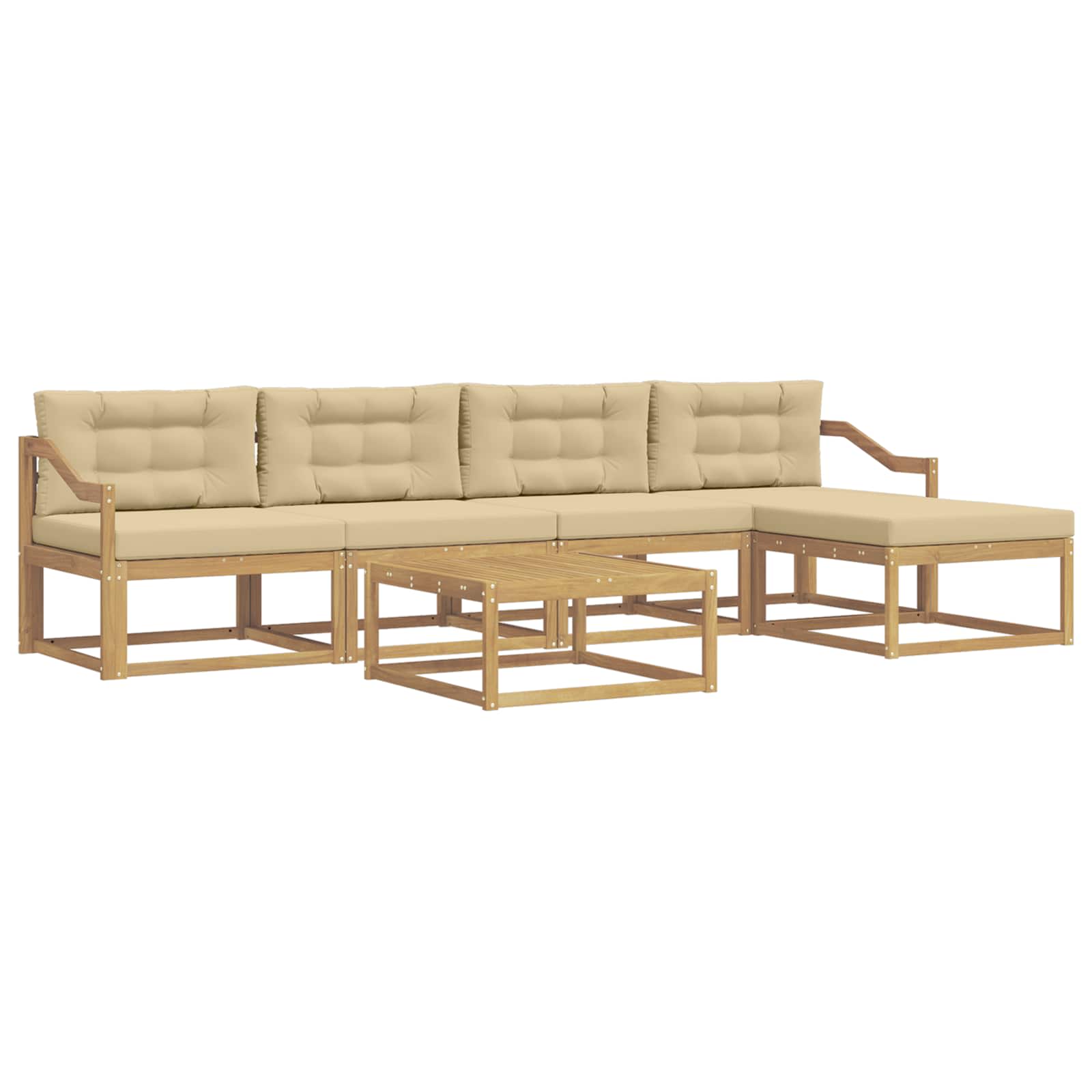 Set vanjskih sofa 6 pcs Bijela i bež 79 x 79 x 37 cm Poliester