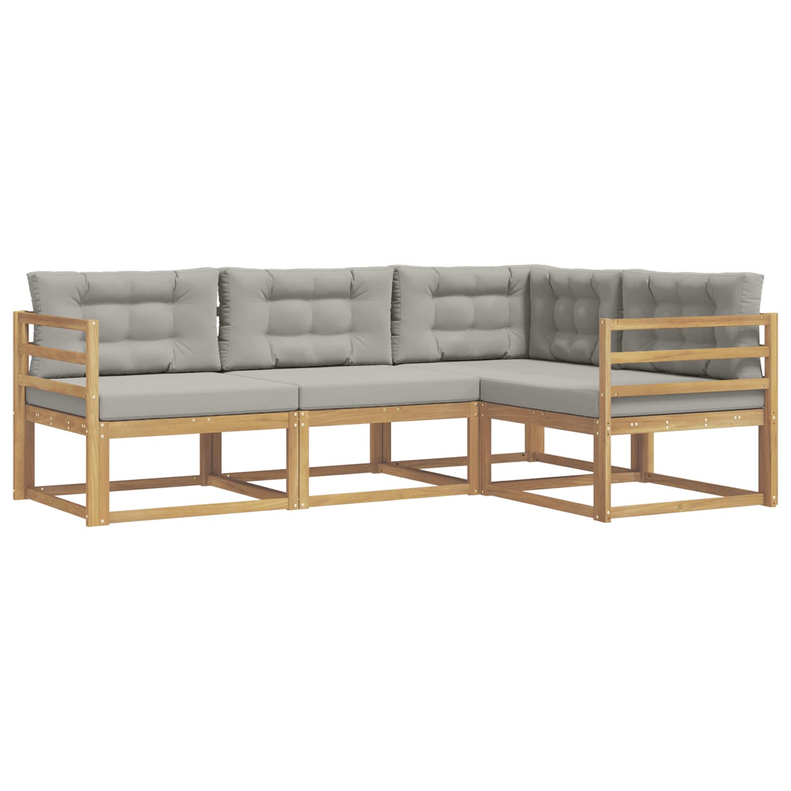 Set vanjskih sofa 3 pcs Bijela i svjetlosiva Poliester
