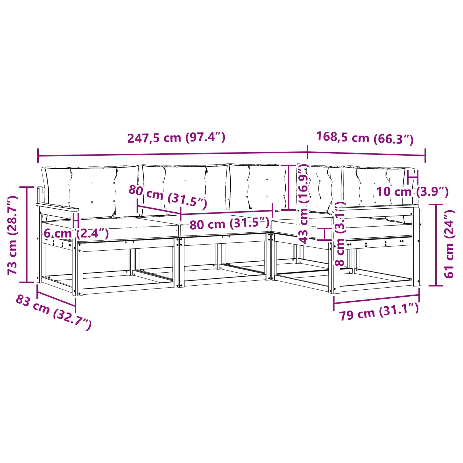 Set vanjskih sofa s jastukom 3 pcs Bijela i krem Poliester