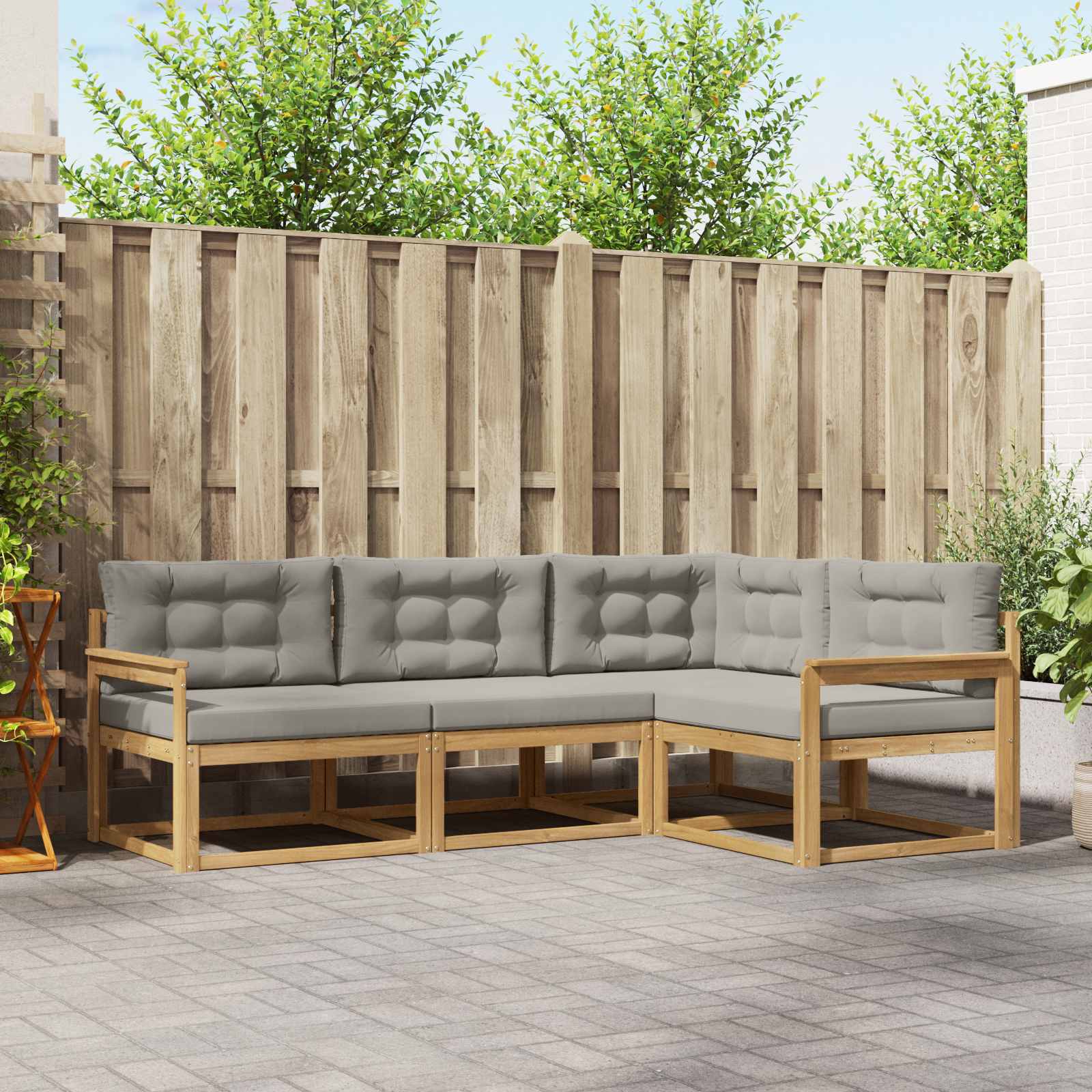 Set vanjskih sofa 3 pcs Bijela i svjetlosiva Poliester