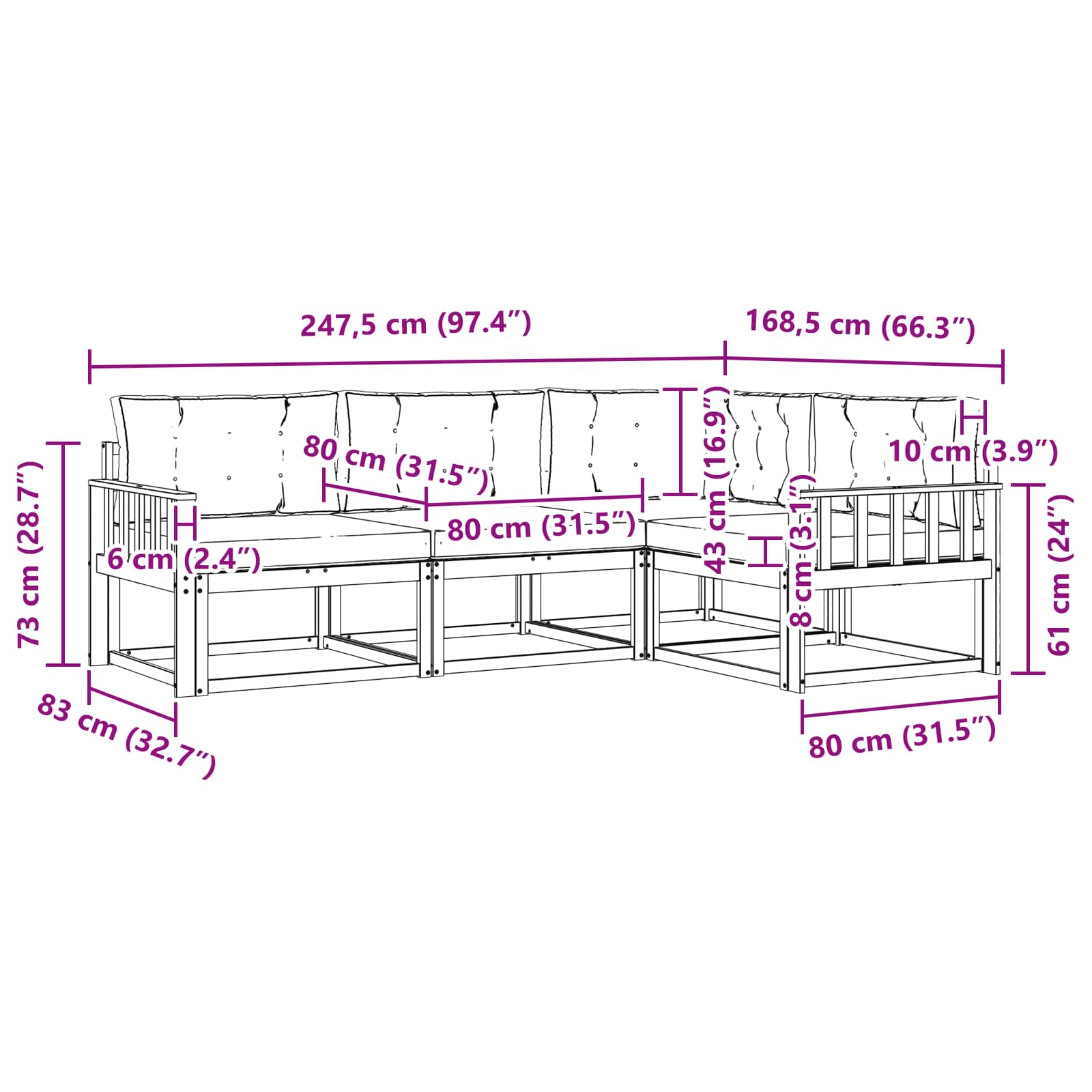 Set vanjskih sofa s jastukom 3 pcs Bijela i krem Poliester