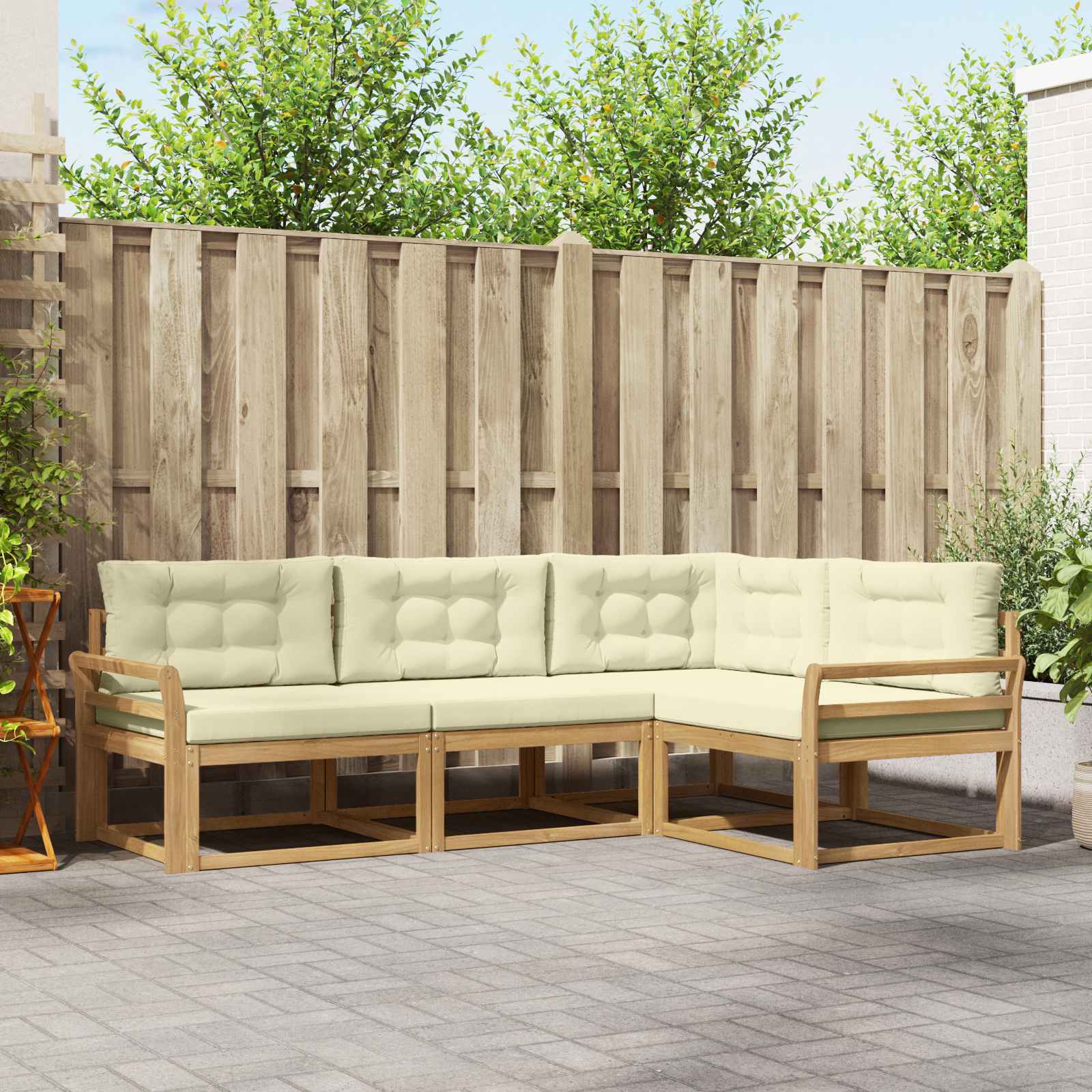 Set vanjskih sofa s jastukom 3 pcs Bijela i krem Poliester