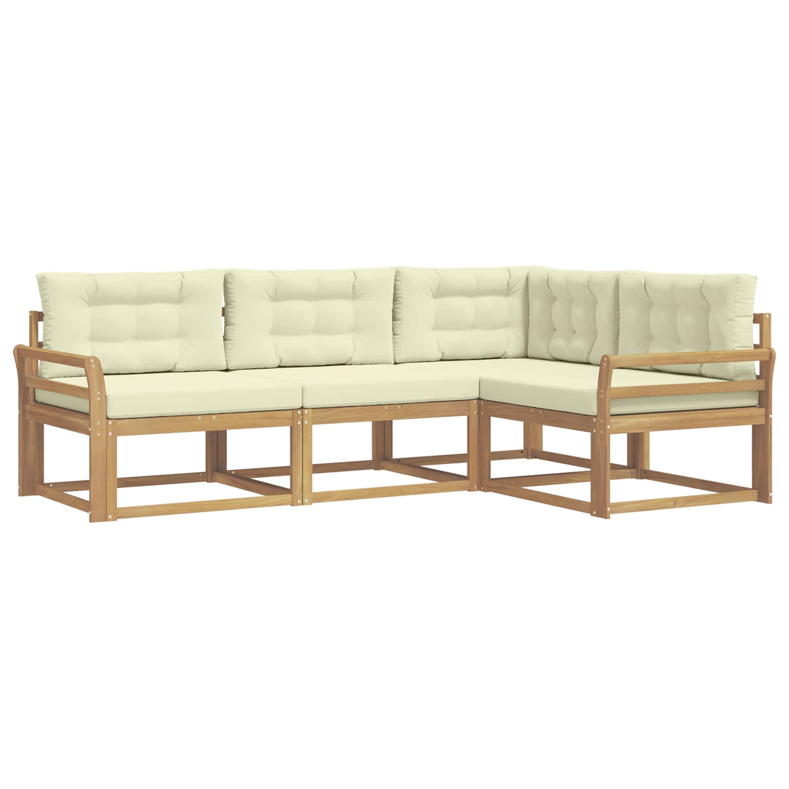 Set vanjskih sofa s jastukom 3 pcs Bijela i krem Poliester