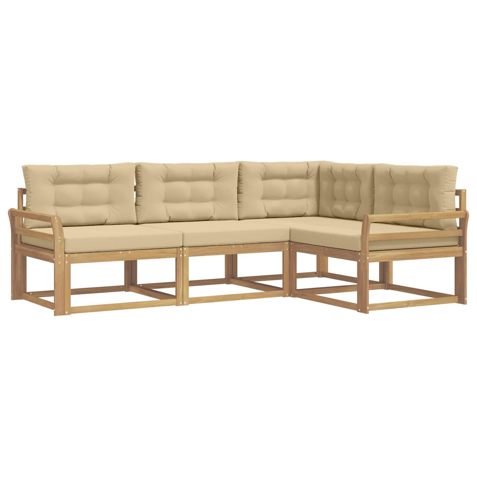 Set vanjskih sofa s jastukom 3 pcs Bijela i bež Poliester