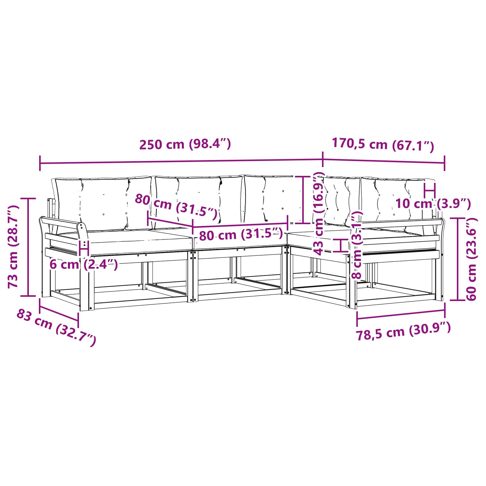 Set vanjskih sofa s jastukom 3 pcs Bijela i bež Poliester