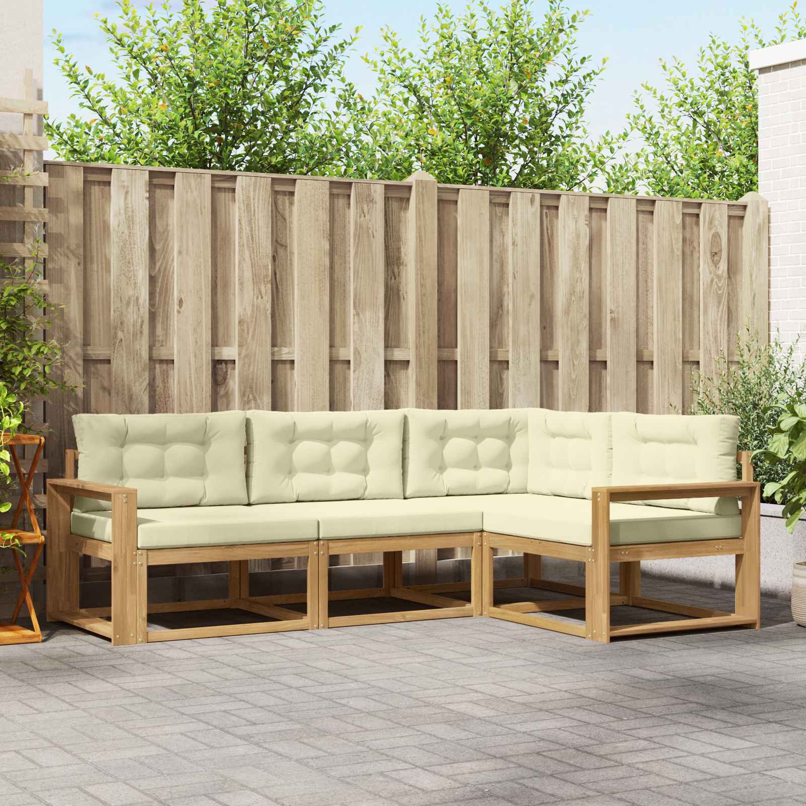 Set vanjskih sofa s jastukom 3 pcs Bijela i krem Poliester
