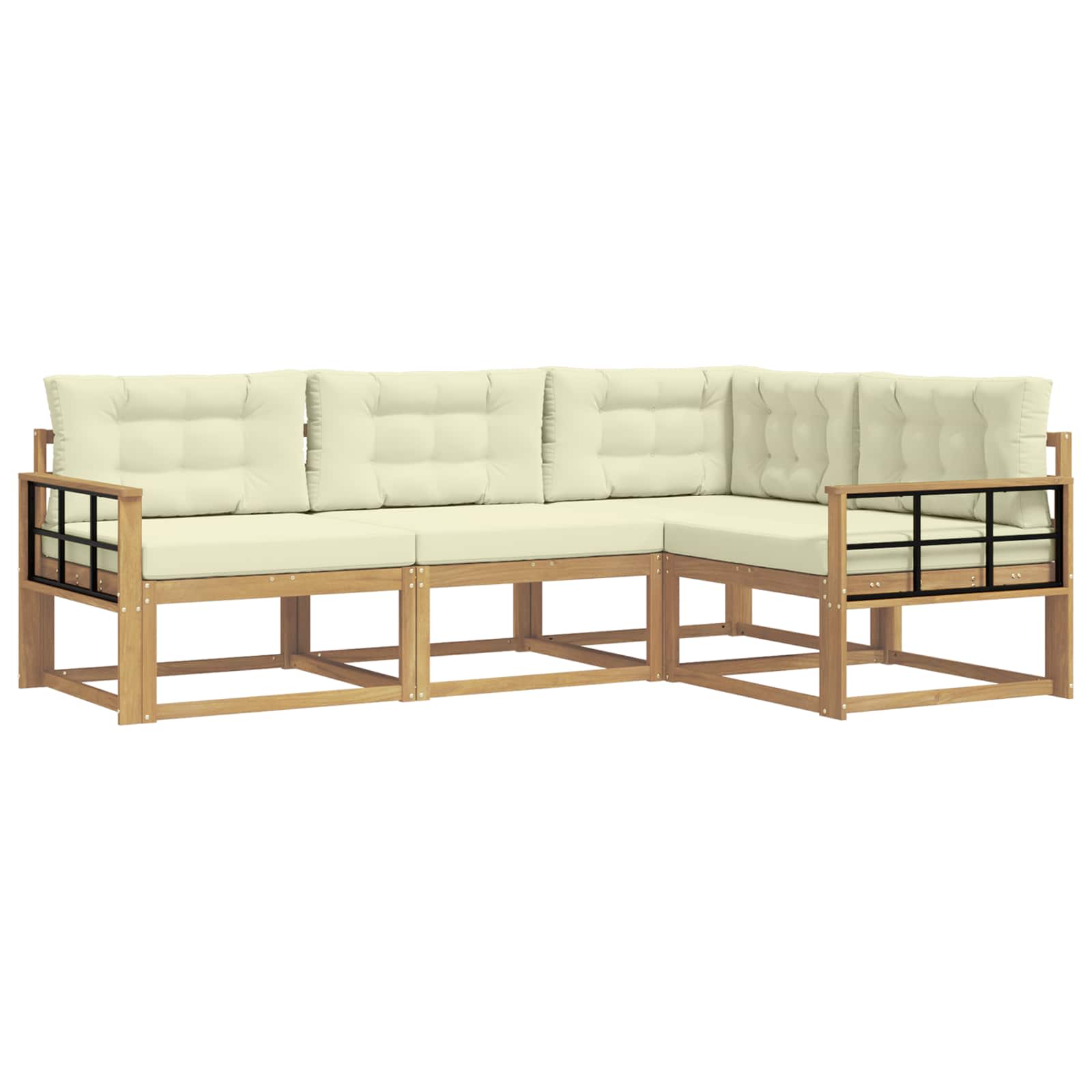 Set vanjskih sofa s jastukom 3 pcs Bijela i krem Poliester
