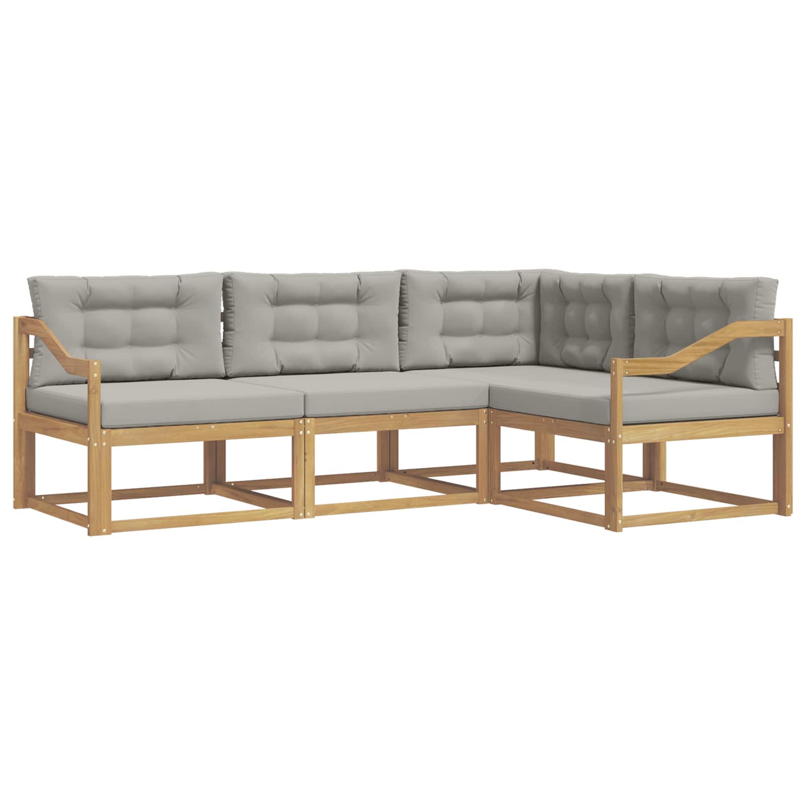 Set vanjskih sofa 3 pcs Bijela i svjetlosiva Poliester
