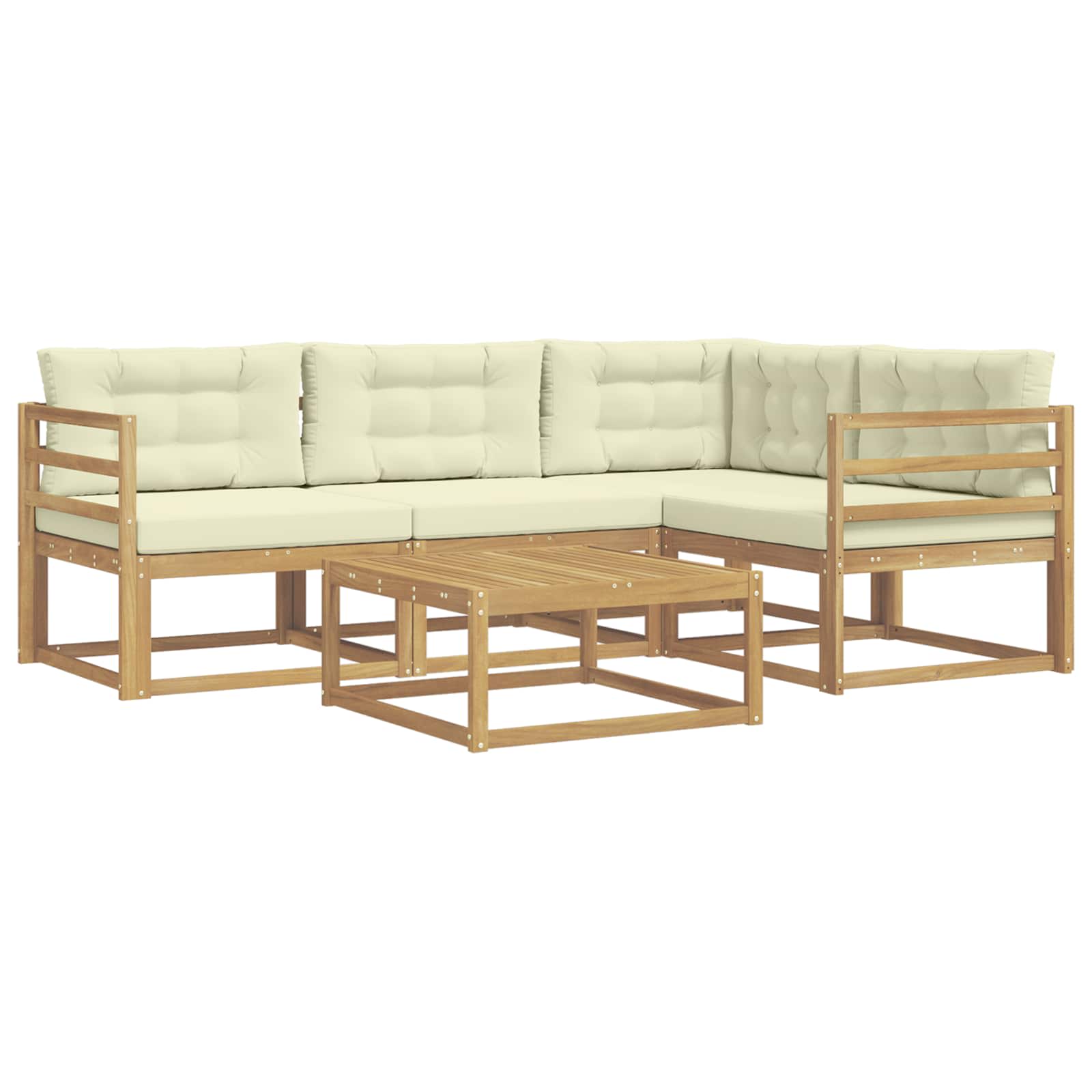 Set vanjskih sofa 5 pcs Bijela i krem 79 x 79 x 37 cm Poliester