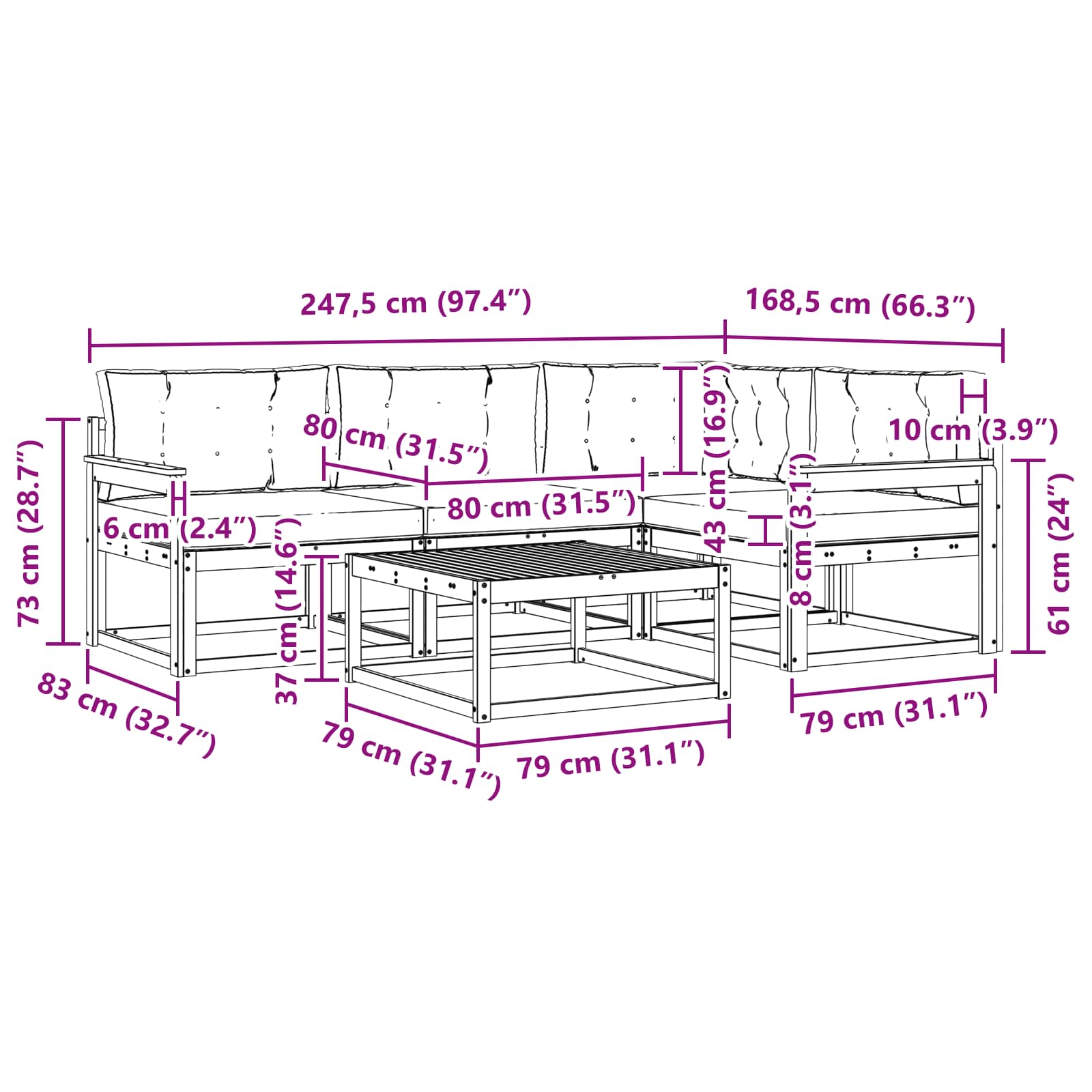 Set vanjskih sofa