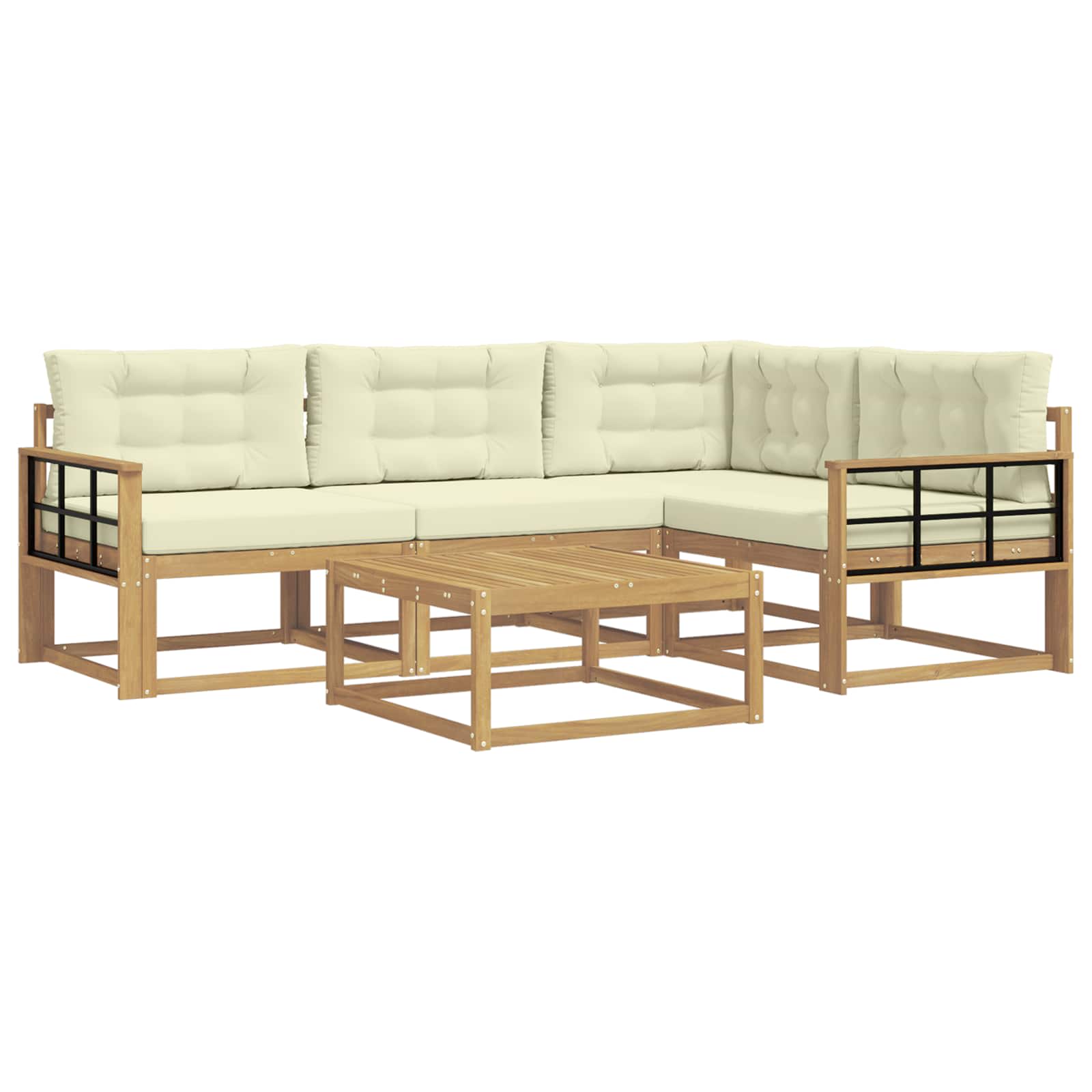 Set vanjskih sofa 5 pcs Bijela i krem 79 x 79 x 37 cm Poliester