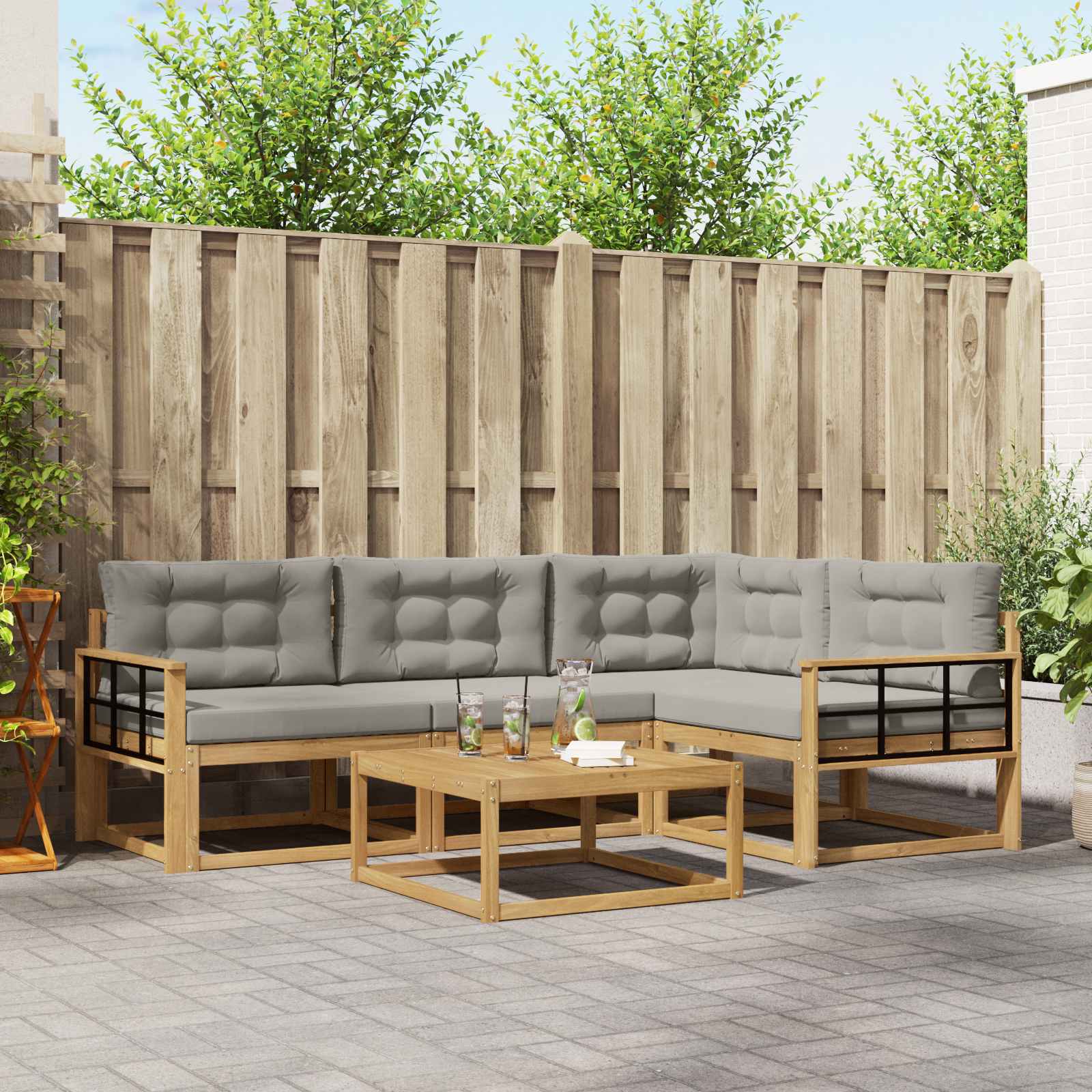Set vanjskih sofa 5 pcs Bijela i svjetlosiva 79 x 79 x 37 cm