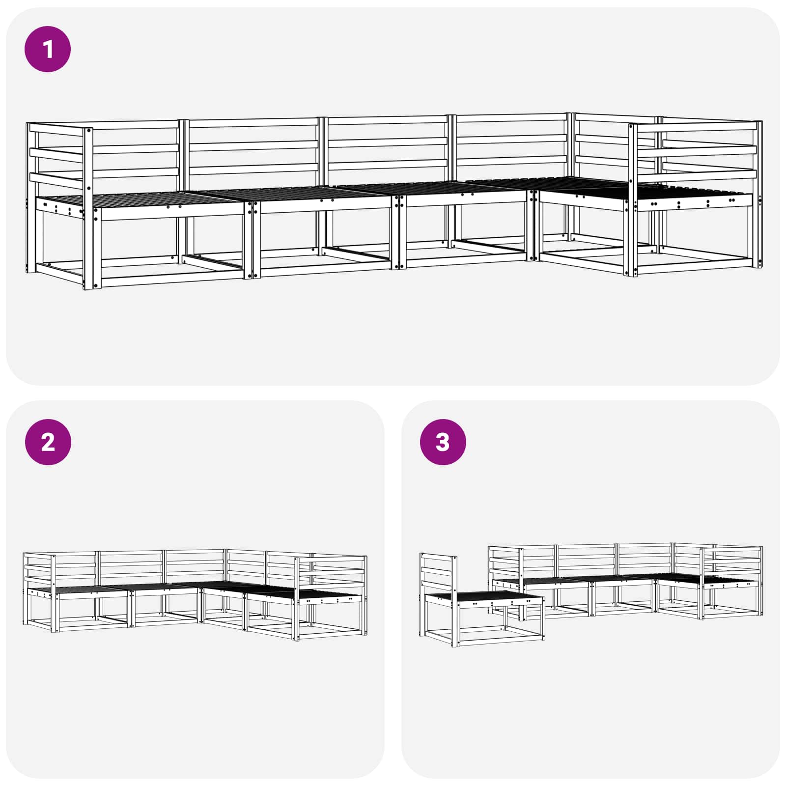 Set vanjskih sofa 5 pcs Bijela 325 x 166,5 x 73 cm