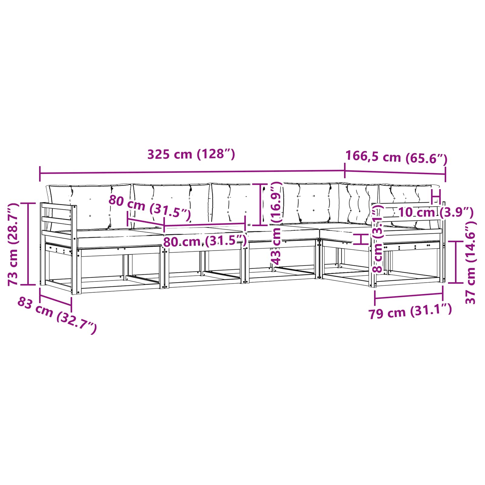 Set vanjskih sofa 4 pcs Bijela i svjetlosiva Poliester