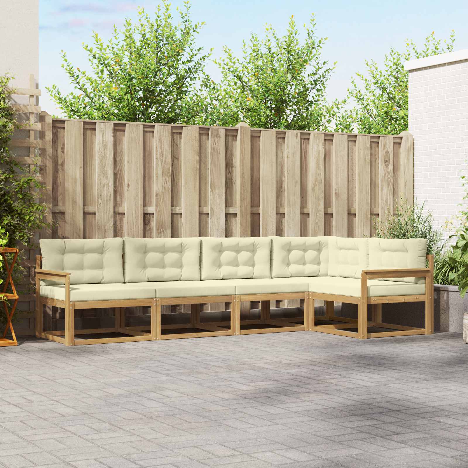 Set vanjskih sofa s jastukom 4 pcs Bijela i krem Poliester