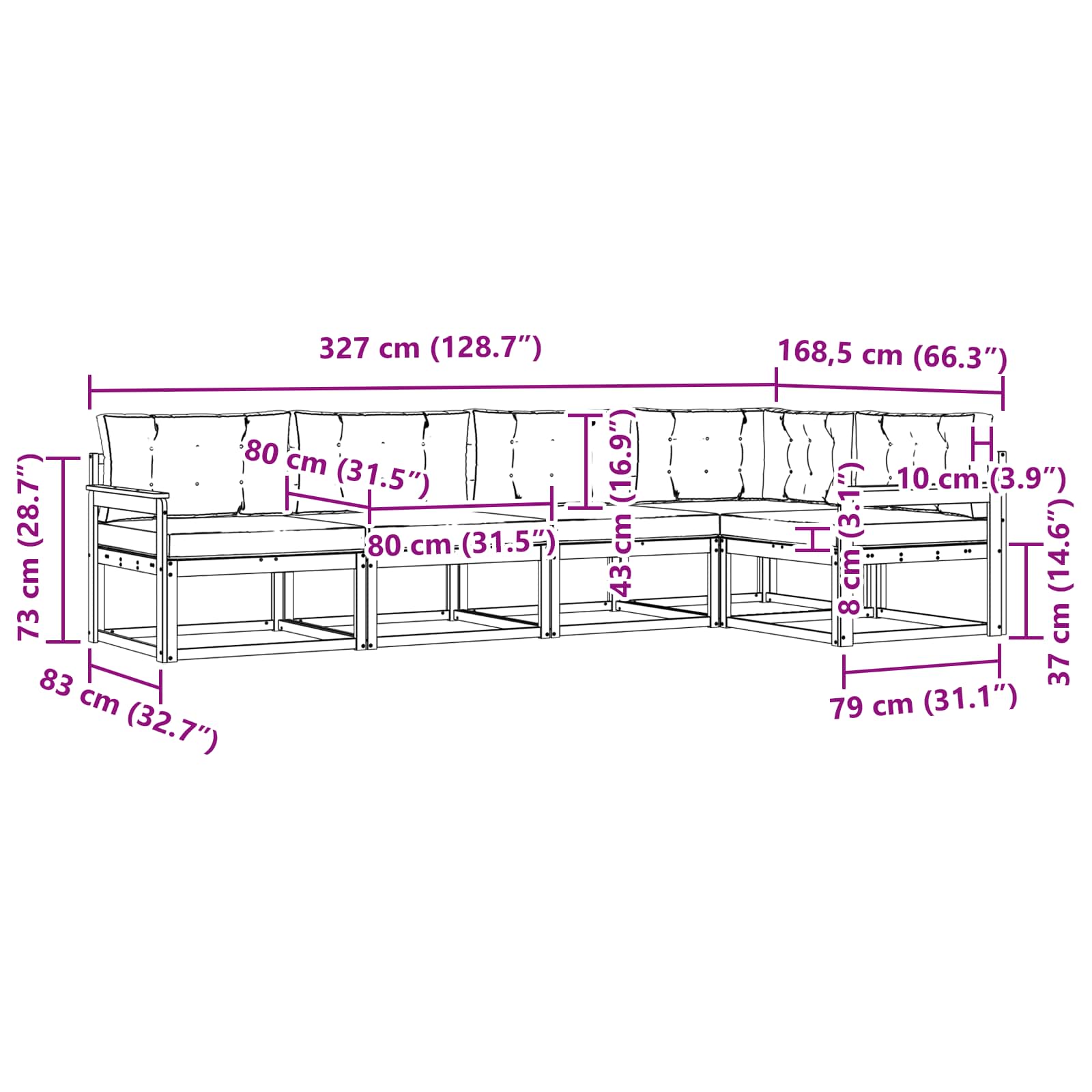 Set vanjskih sofa 4 pcs Bijela i svjetlosiva Poliester