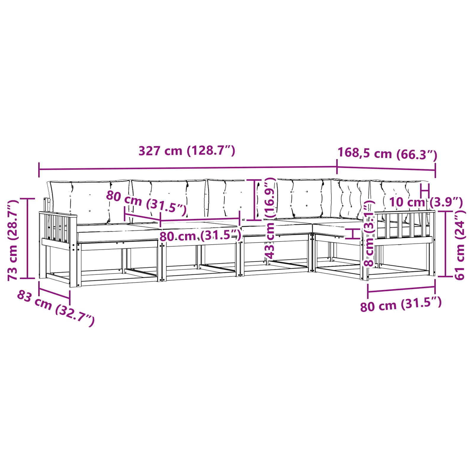 Set vanjskih sofa 4 pcs Bijela i svjetlosiva Poliester