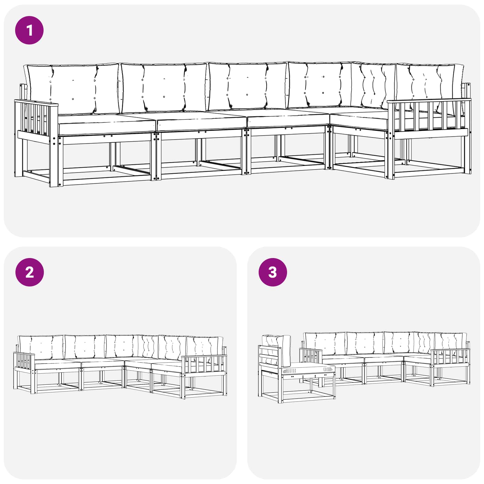 Set vanjskih sofa 4 pcs Bijela i svjetlosiva Poliester