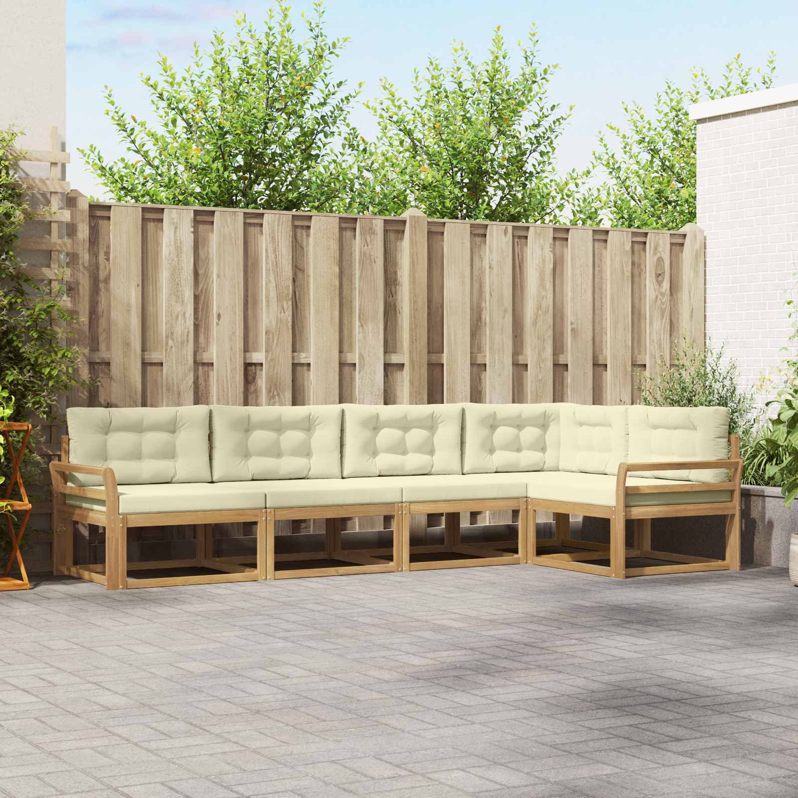 Set vanjskih sofa s jastukom 4 pcs Bijela i krem Poliester