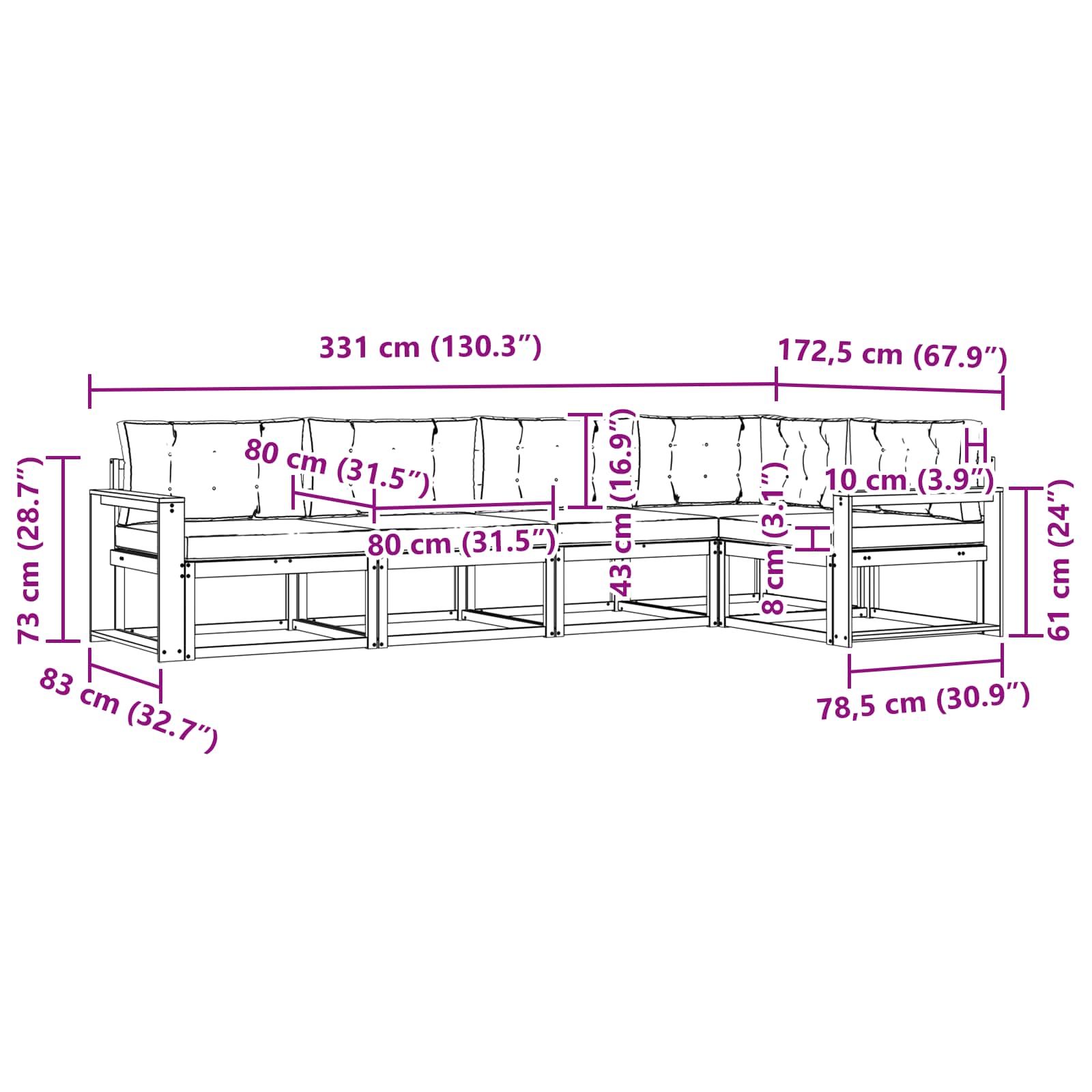 Set vanjskih sofa s jastukom 4 pcs Bijela i krem Poliester
