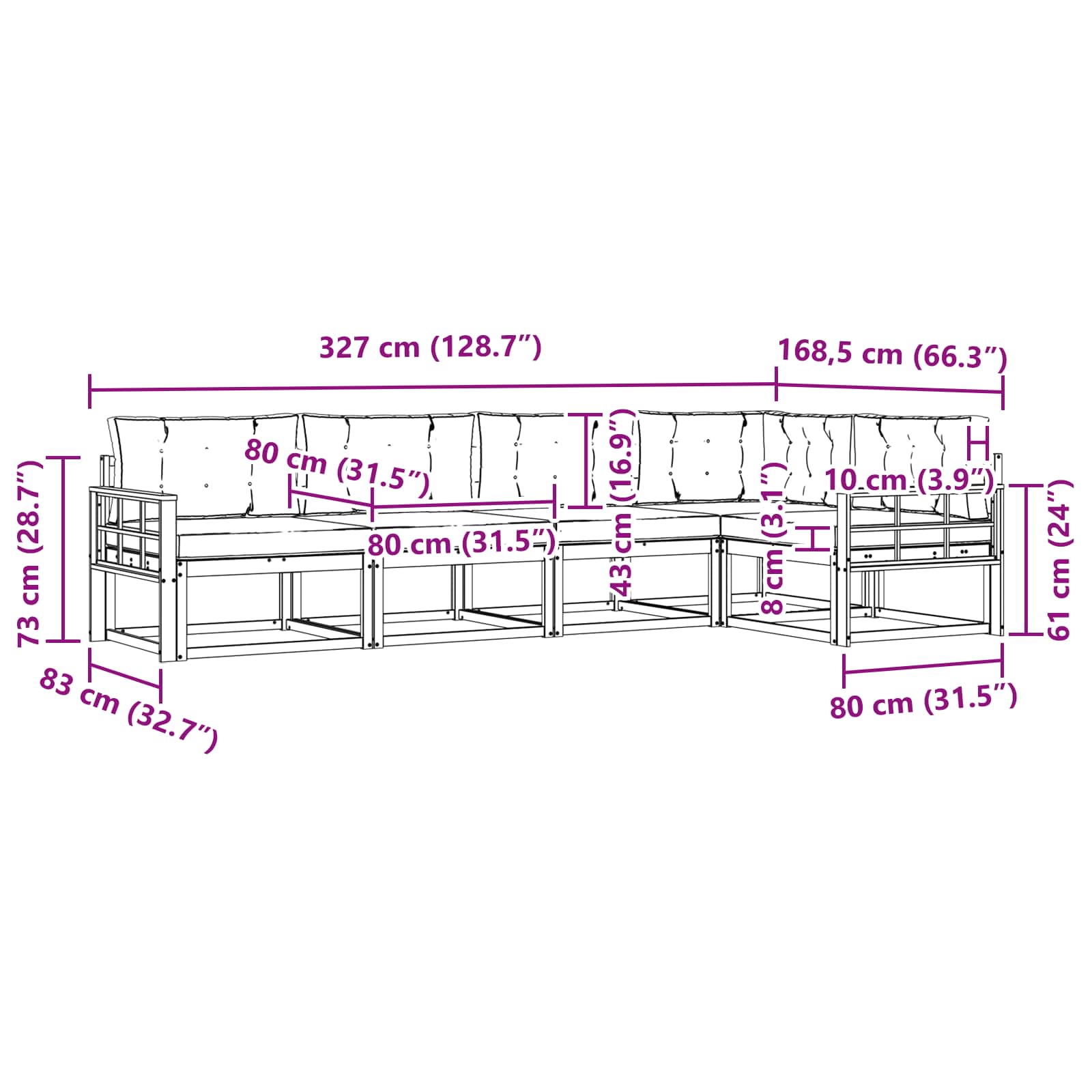 Set vanjskih sofa s jastukom 4 pcs Bijela i krem Poliester
