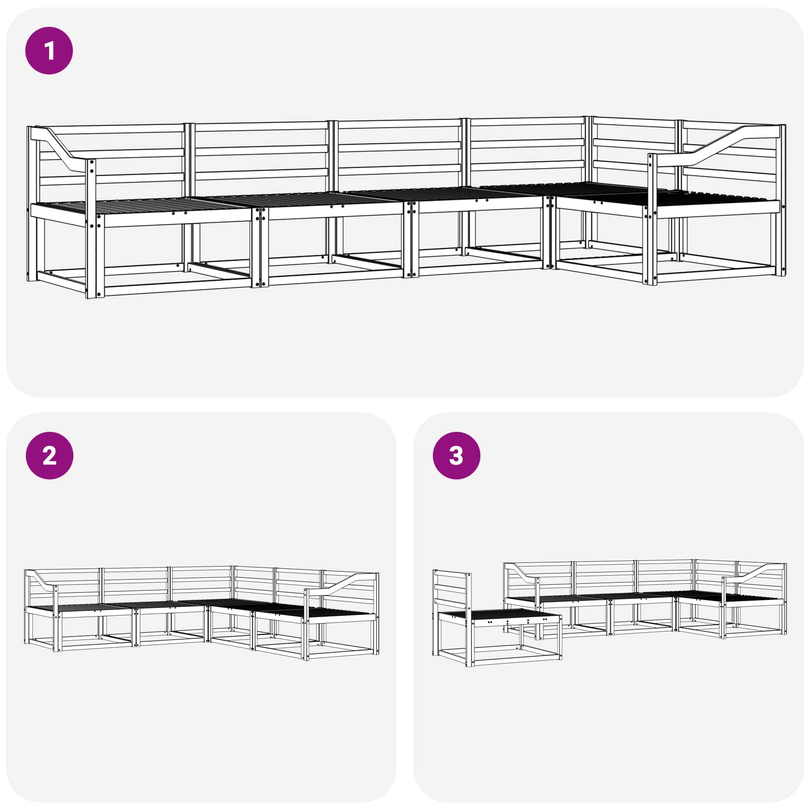 Set vanjskih sofa 5 pcs Bijela 325 x 166,5 x 73 cm