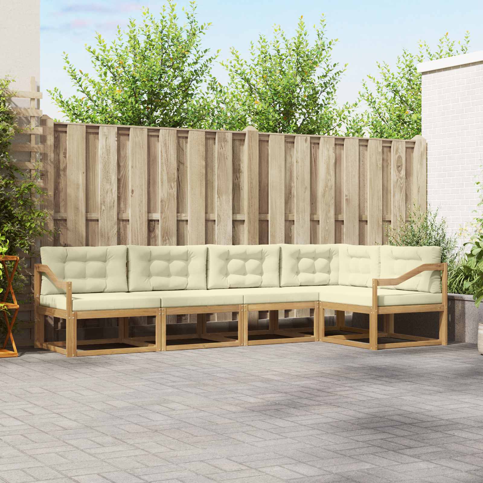 Set vanjskih sofa s jastukom 4 pcs Bijela i krem Poliester
